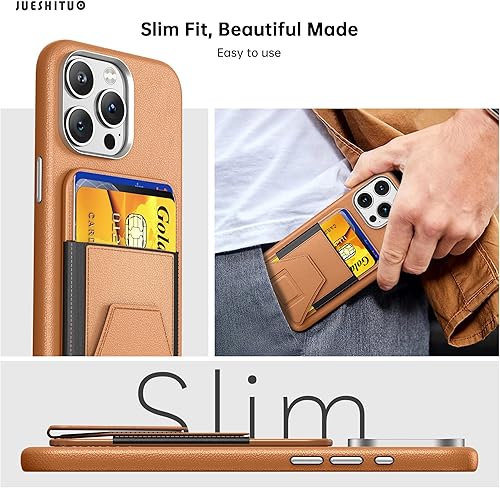 Miniatura 2 de JUESHITUO Funda magnética para iPhone 15 Pro Max con tarjetero cartera magnética súper fuerte con soporte compatible protección contra caídas de