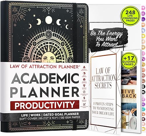 Agenda académica 2025-2026 - Agenda semanal y mensual para aumentar la productividad y la felicidad  Diario de manifestación diaria  Diario de