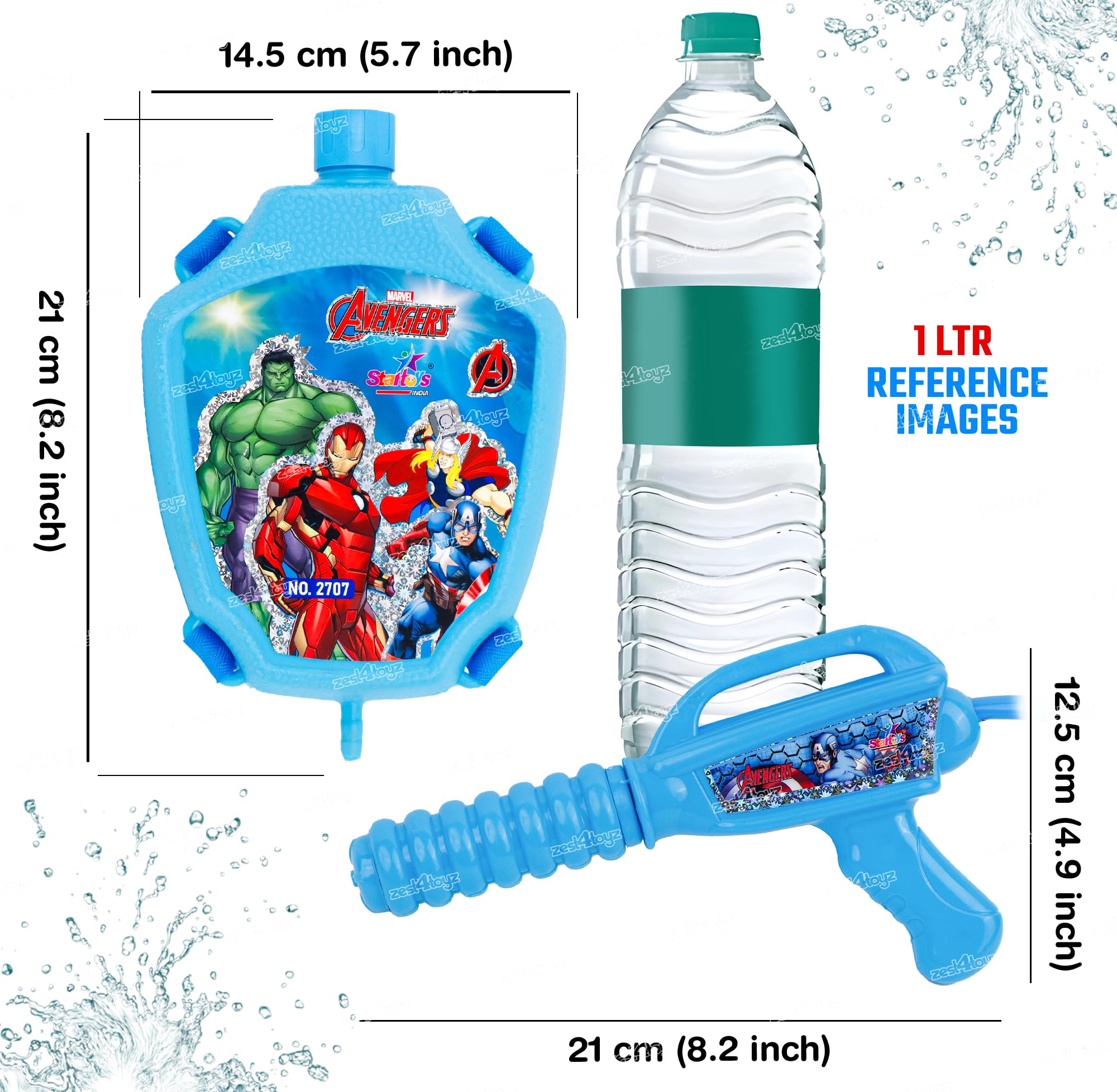 Zest 4 Toyz Holi Pichkari Water Gun for Kids Back Holding Tank 3.3Ltr. with Holi Combo 1 Pkt Holi Color and 100 Balloons for Holi Pool Parties- Boys and Girls(Gold Tank) 2