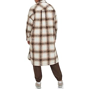 Levi's Women's Long Plaid Flannel Shirt Jacket
