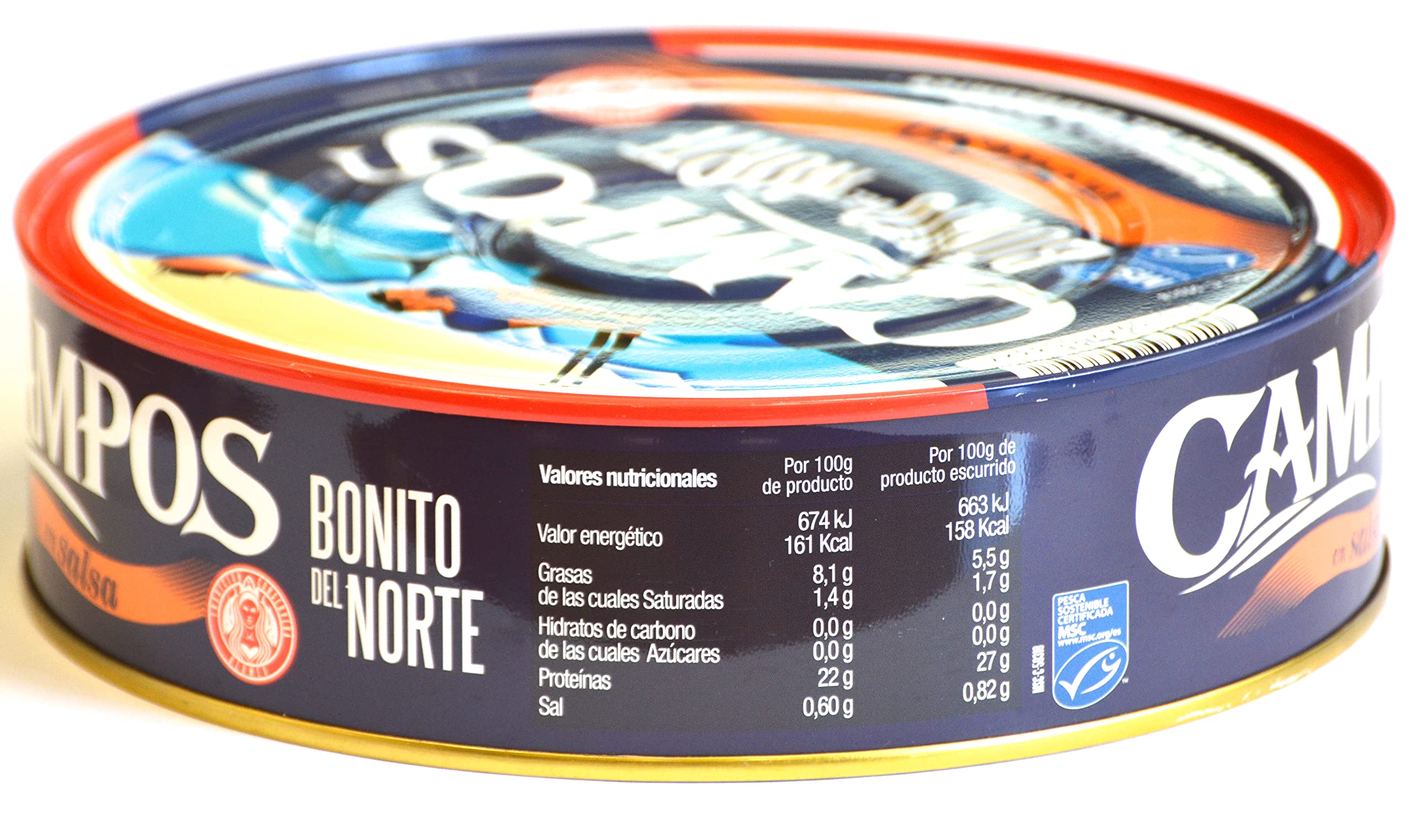 Campos, Pandereta de Bonito del Norte de pesca certificada MSC en salsa - 1900 gr.