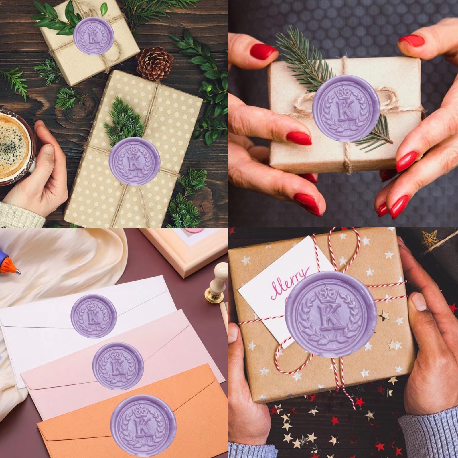 Sealing Wax Beads Kit - 600pcs Lilac Wax Seal Beads for Wedding Invitations & Christmas Envelopes, 9mm - Image 3