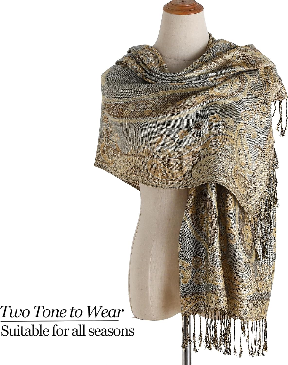 Pashmina Rave Scarf Women/Men Soft Silky Paisley Pattern Pashmina Shawl Wrap for Evening Dresses Travel image 3