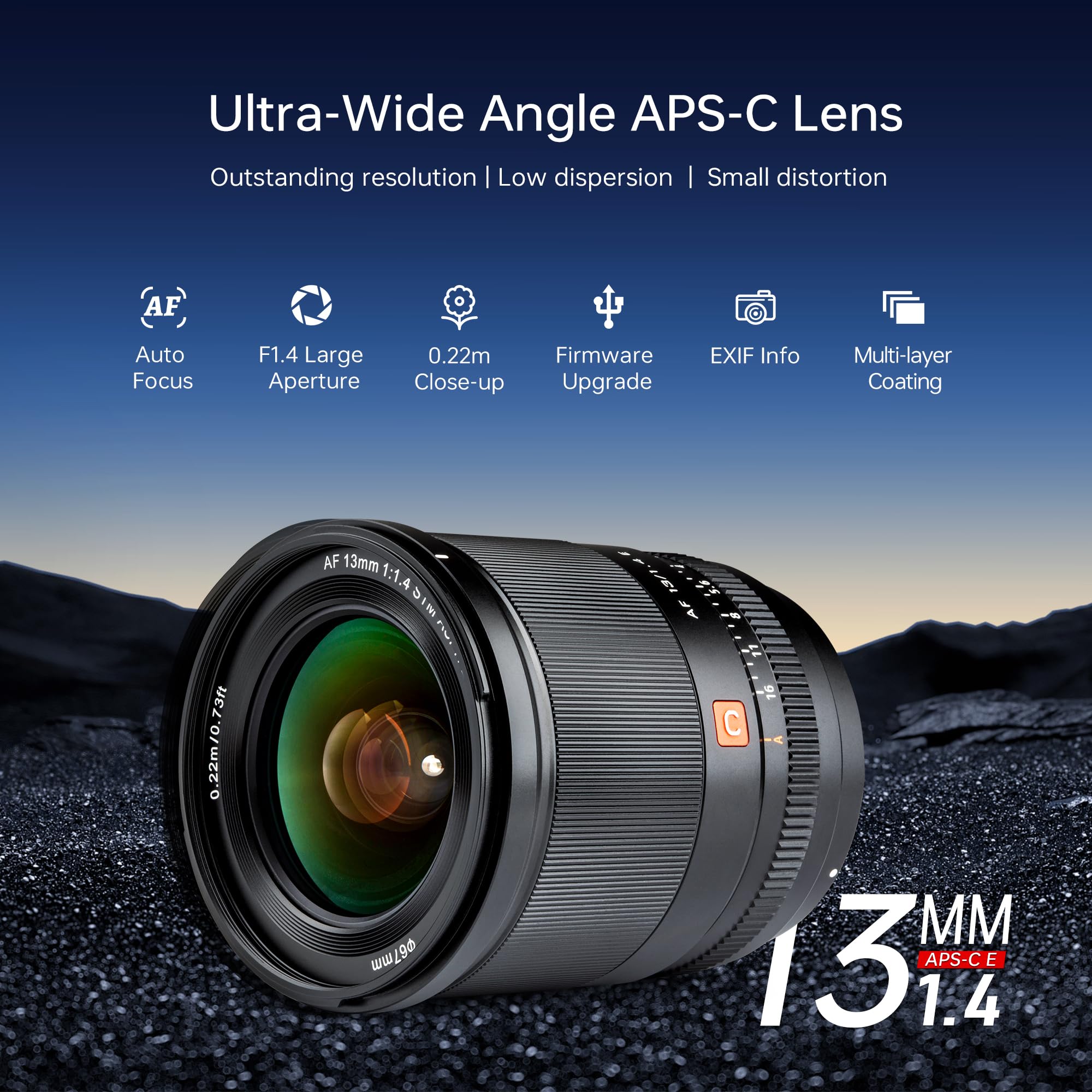 Amazon.com : VILTROX AF 13mm f1.4 F/1.4 E Mount Lens, F1.4 Large