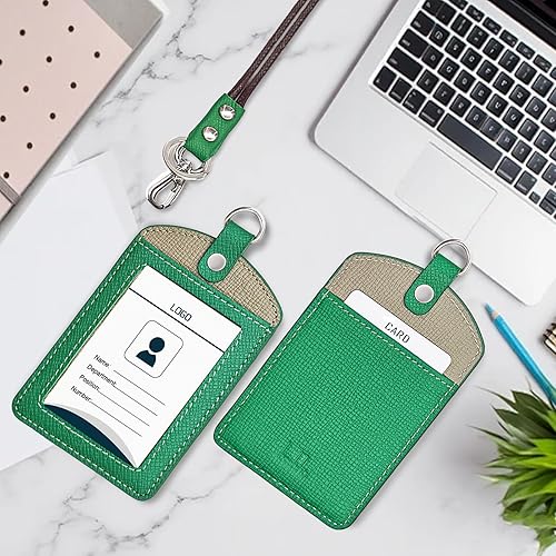 Vista 111 de Boshiho. Funda vertical, de piel, para tarjeta de identificación con cordón resistente., Bolso