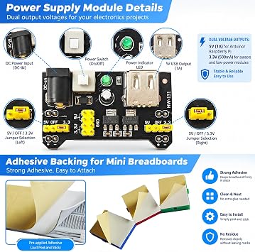 Breadboard Kit with Flexible Wires & 9V DC Adapter for Arduino, IoT & STEM