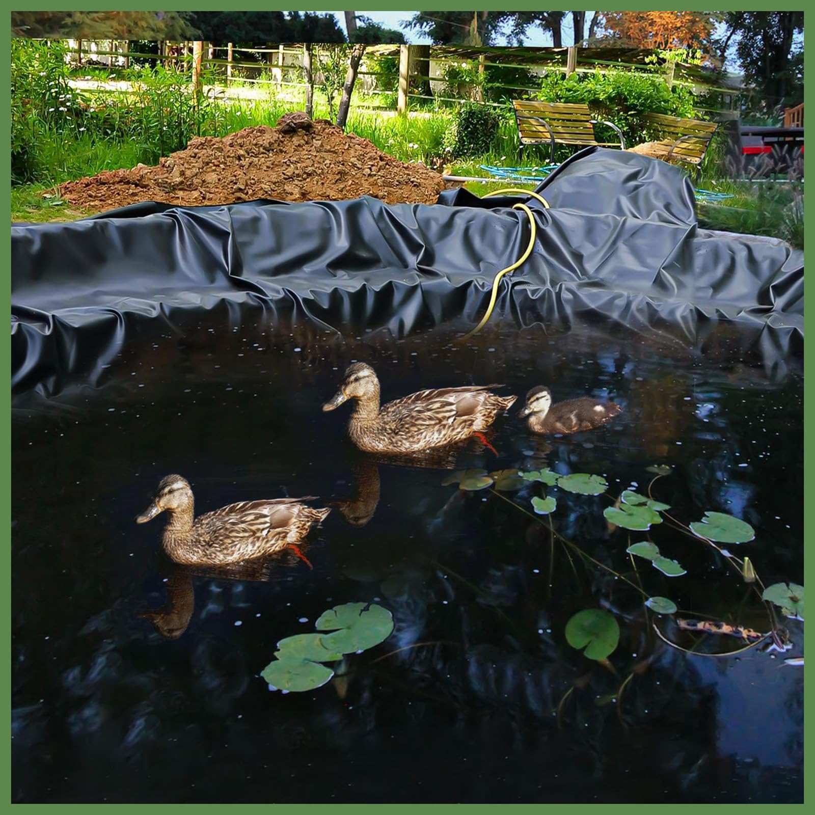 PVC Liner do Oczka Wodnego, Czarna HDPE Folia do Oczek Wodnych, do Stawu Ogrodowego Pokrywa do Rybnego Fontanny Ogrodu i Wodospadu(Size:16.4x19.6ft(5x6m))