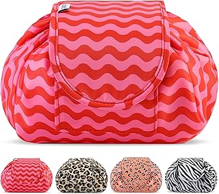 Lazy Drawstring Makeup Bags, Large Capacity Waterproof Travel Portable C...