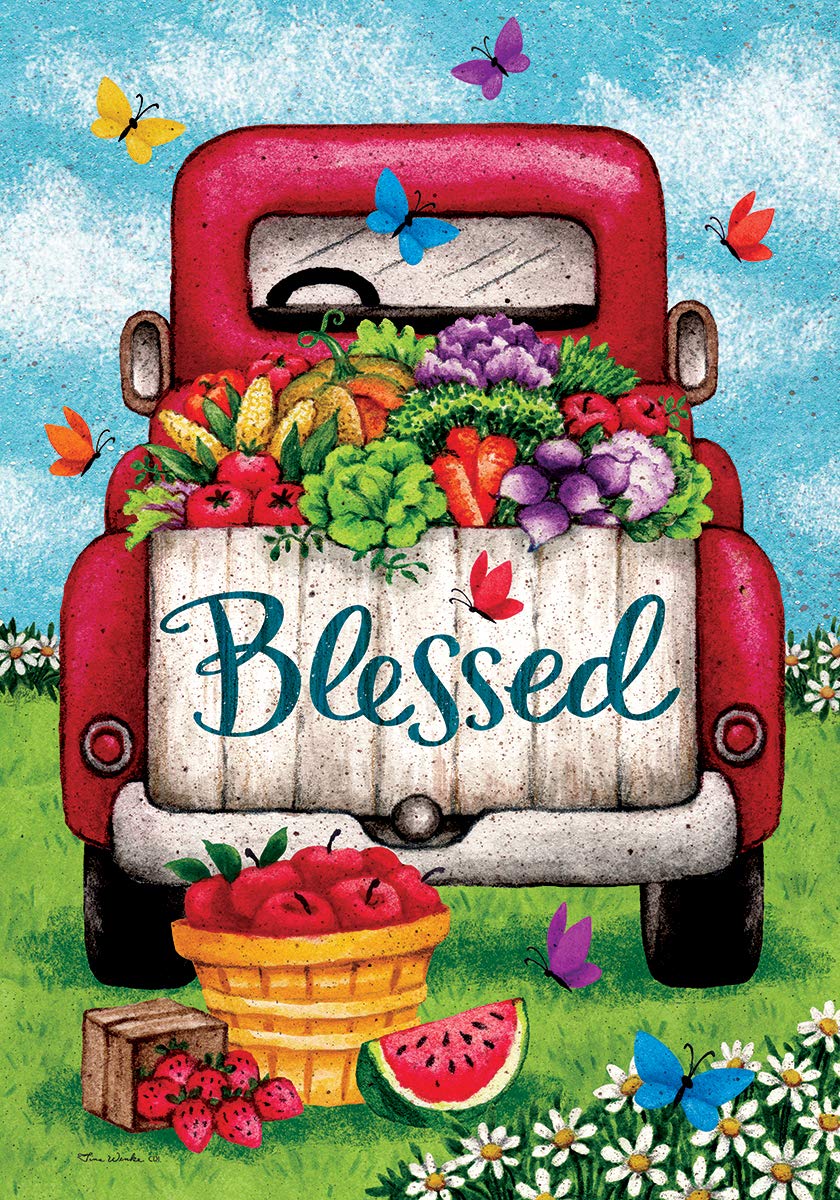 Custom Decor Blessed Truck - Standard Size, Decorative Double Sided, Licensed and Copyrighted Flag - Printed in The USA Inc. - 28 Inch X 40 Inch Approx. Size