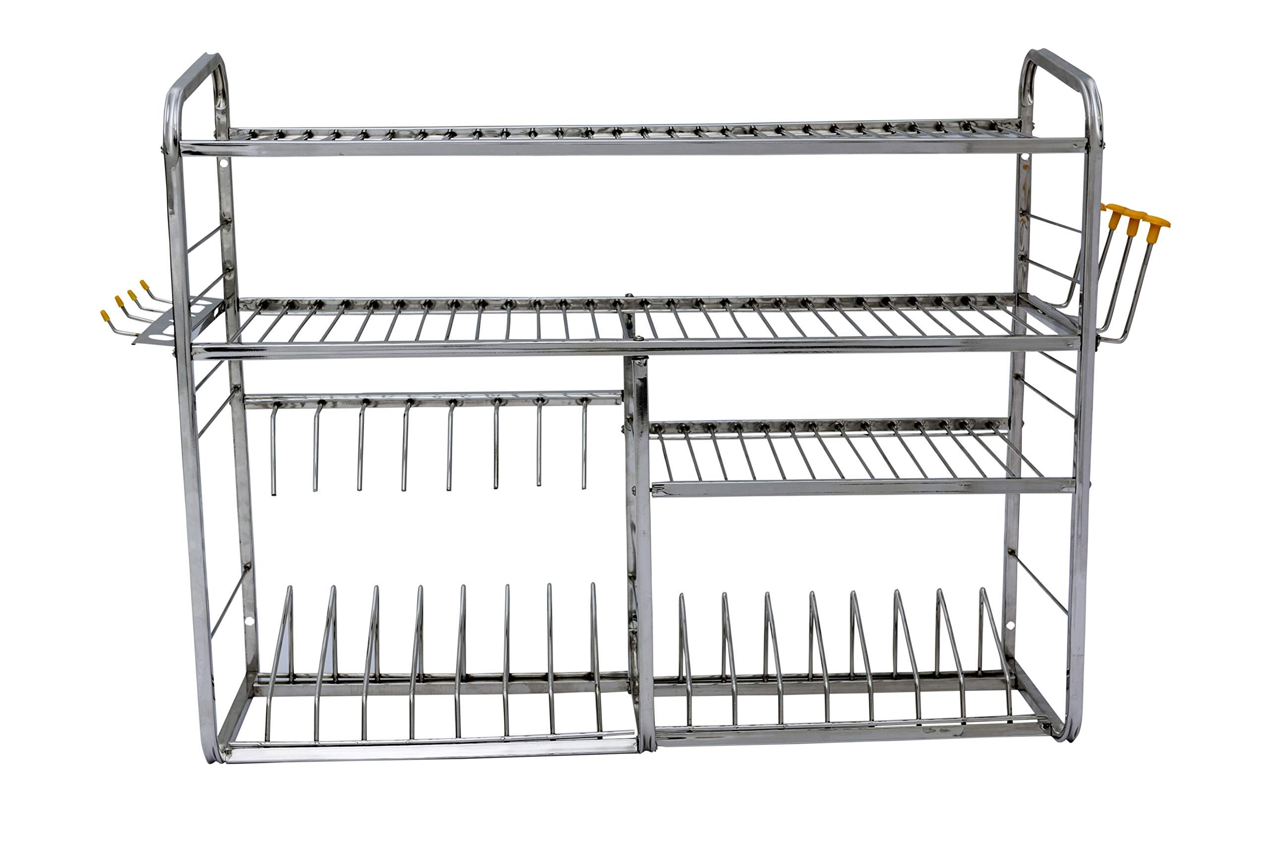 Bastidores de cocina de acero inoxidable para montaje en pared | Estante para platos con cubiertos y soporte de cocina | Soporte modular de cocina Bartan | Artículos organizadores de cocina