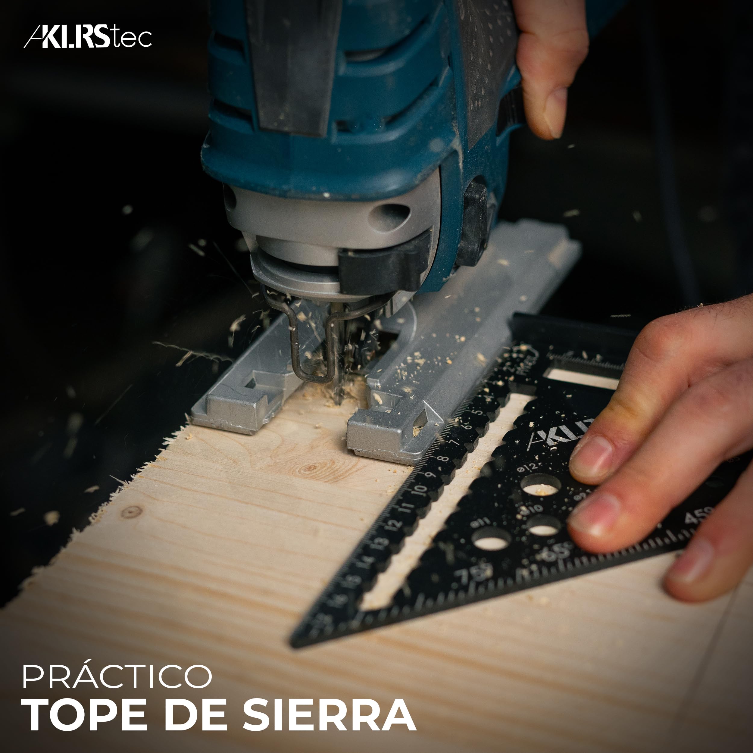KLRStec Escuadra de Carpintero Profesional – Juego de Herramientas para la madera multifunción. Lapiz de carpintero y minas de repuesto incluido [7 Piezas]