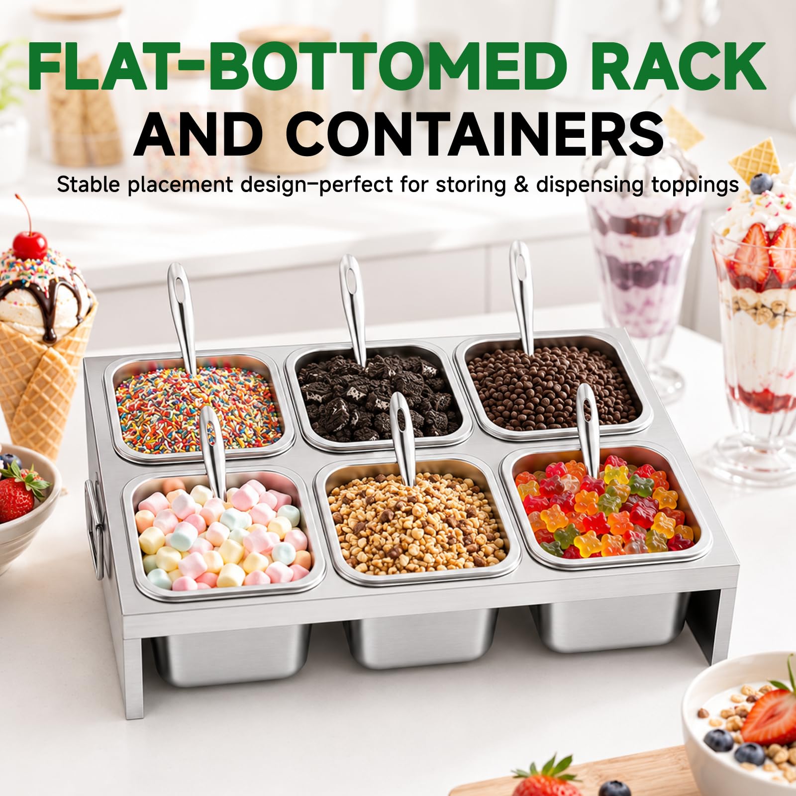 Contenitore Acciaio Inox per Alimenti 6 Pezzi da 2 L con Coperchi e Cucchiai – Cassetta Lievitazione Pizza per Condimenti, Salse e Verdure – Ideale per Cucina, Ristorante, Catering e Uso Outdoor