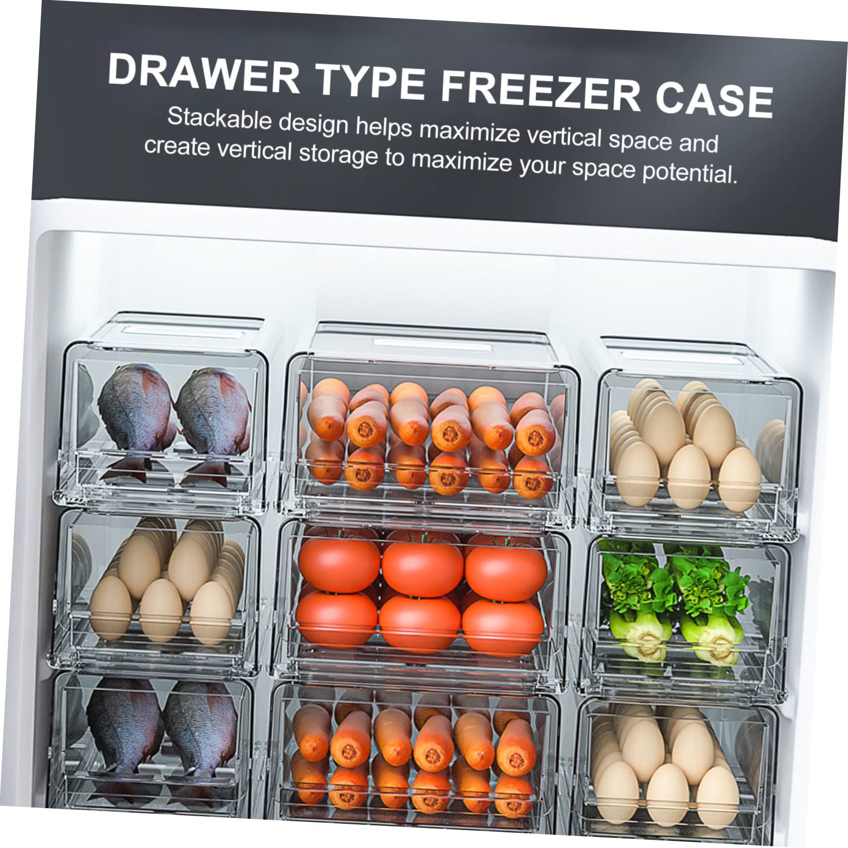 Contenitore Organizer Frigorifero a Cassetto Impilabile Bianco