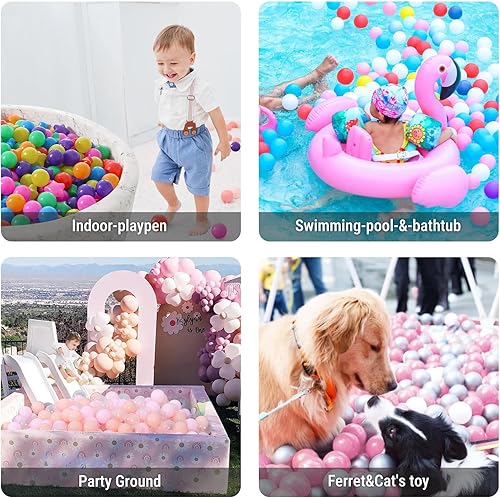 Miniatura 5 de STARBOLO Pelotas de juguete para niños, 100 unidades, de plástico, a prueba de aplastamiento, 7 colores, para fiestas de cumpleaños, juegos y piscina