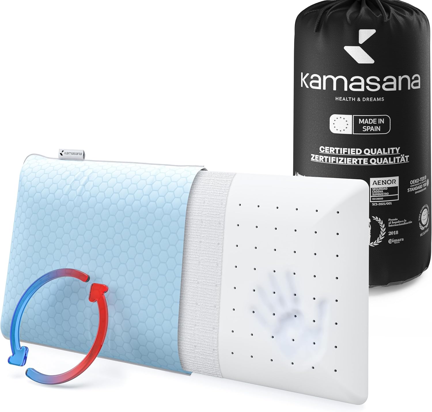 KAMASANA Arctic Cooling Neck Support Pillow, Blue, 40 x 60 cm