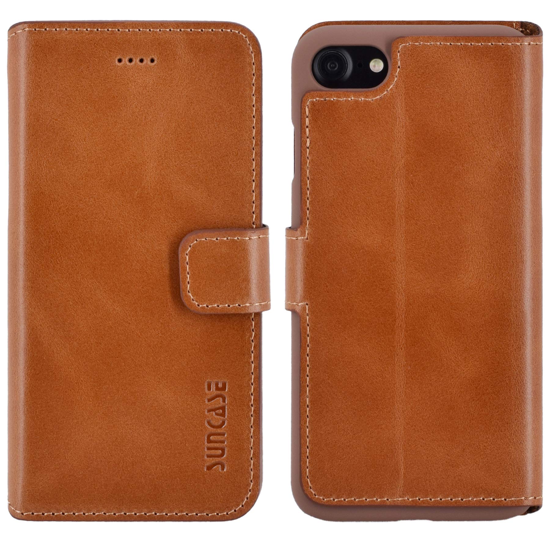 Suncase - Custodia a Libro per iPhone SE, in Pelle, con Funzione