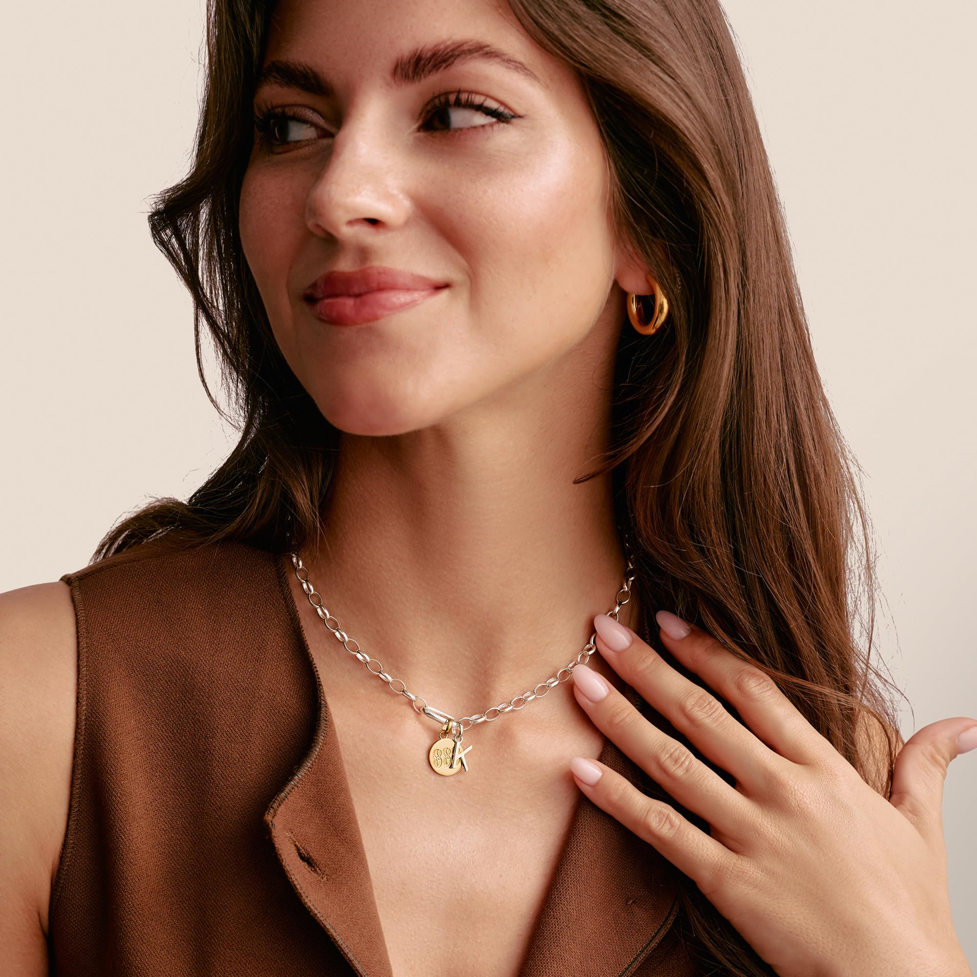 THOMAS SABO Charm Club Connect Charm-Anhänger Engelzahl mit Steinen 18k Vergoldung Recyceltes 925 Silber