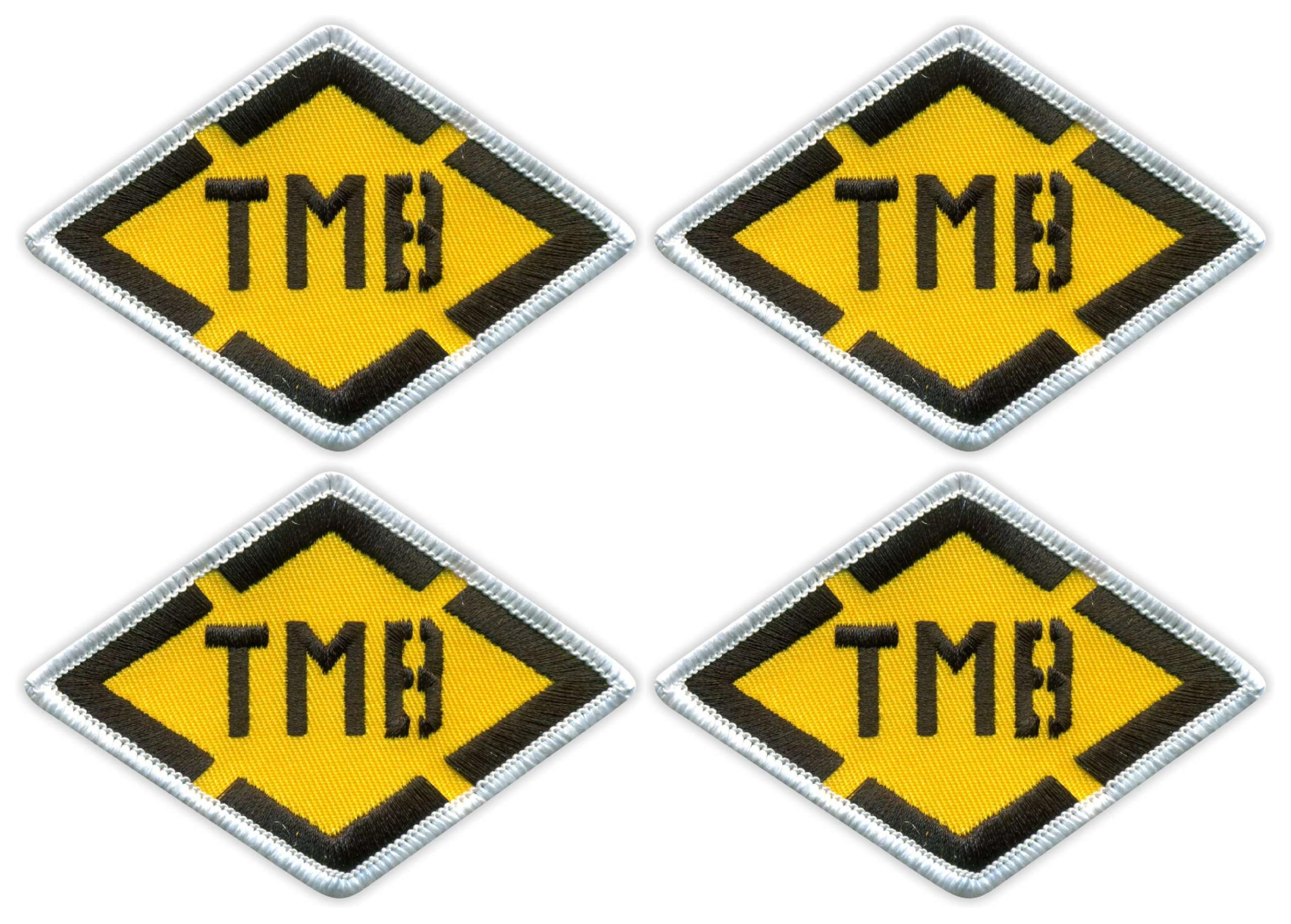 Juego de 4 – TMB – Tour du Mont Blanc – Forma de rombo – Parte trasera termosellada – Parche bordado/insignia/emblema