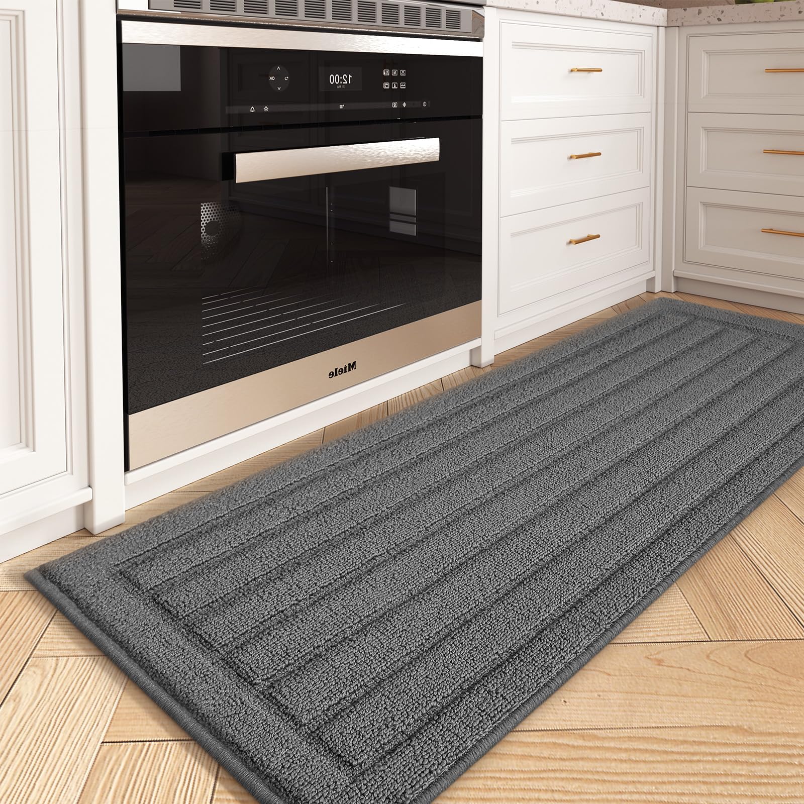 COLOR&GEOMETRY Tappeto Cucina Antiscivolo Lavabile, Tappeti Cucina Moderni, Assorbente Passatoia Cucina, Tappeto Runner Adatto Per Sala Da Pranzo, Cucina, Soggiorno (43.5x150cm, Grigio)