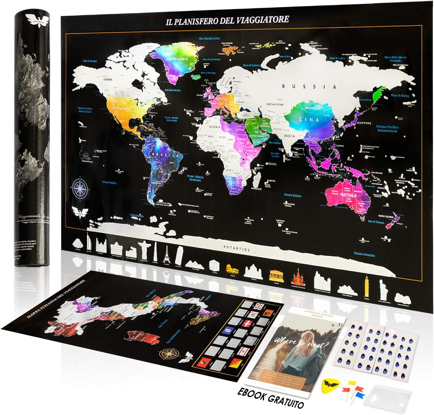 Exsusia Mappa Del Mondo Da Grattare Con Design Esclusivo Mappamondo Da Grattare Cartina Geografica Italia Da Grattare Il Planisfero Del Viaggiatore Imperdibile Mappa Del Mondo Scratch Map Amazon It Cancelleria E Prodotti Per Ufficio Amazon Cartina Geografica Da Grattare