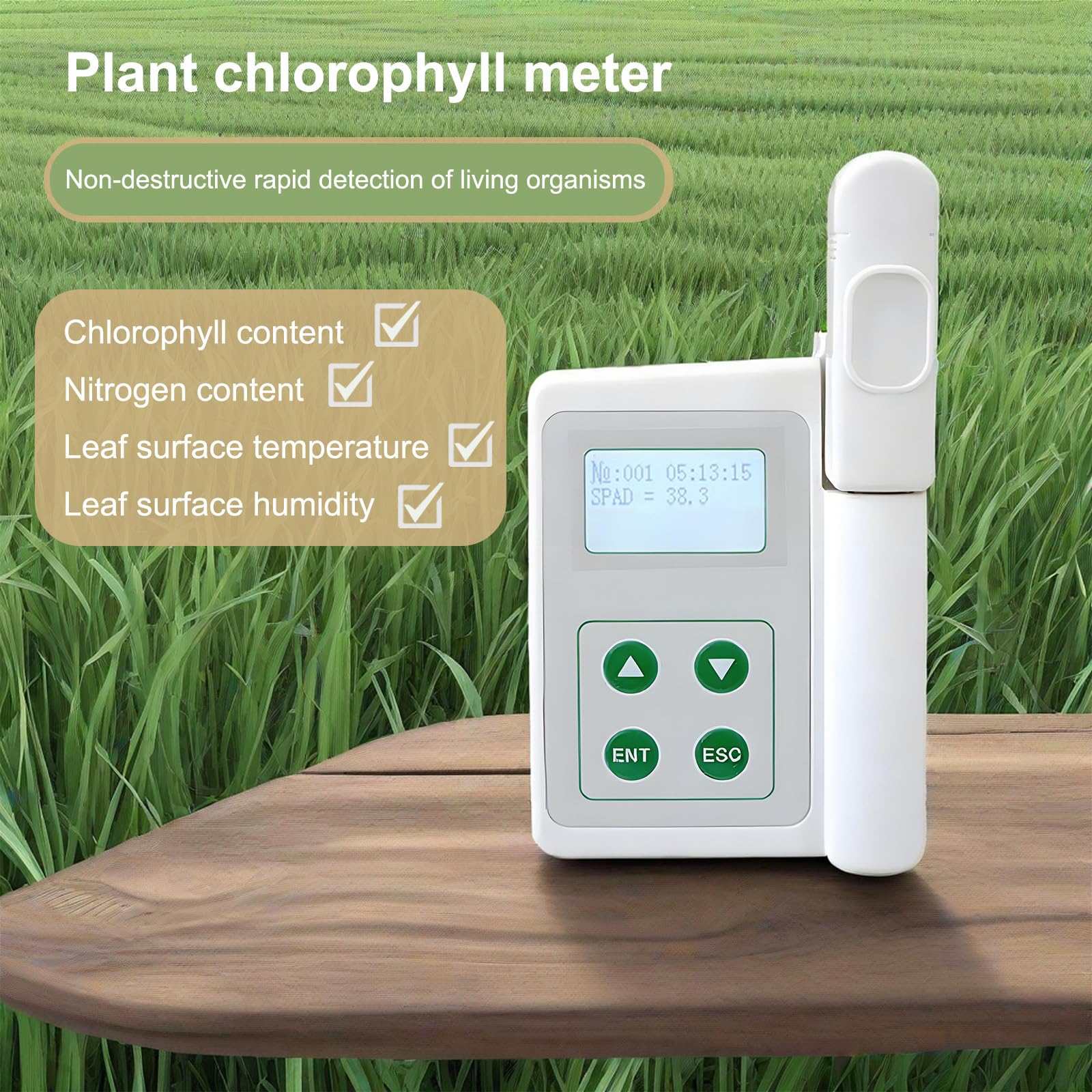 Analyseur de Chlorophylle Portable, 2 000 mAh, avec Exportation de Données USB. Teneur en Chlorophylle, Teneur en Azote, Température et Humidité des Feuilles Testables. Détection Rapide YLS-A