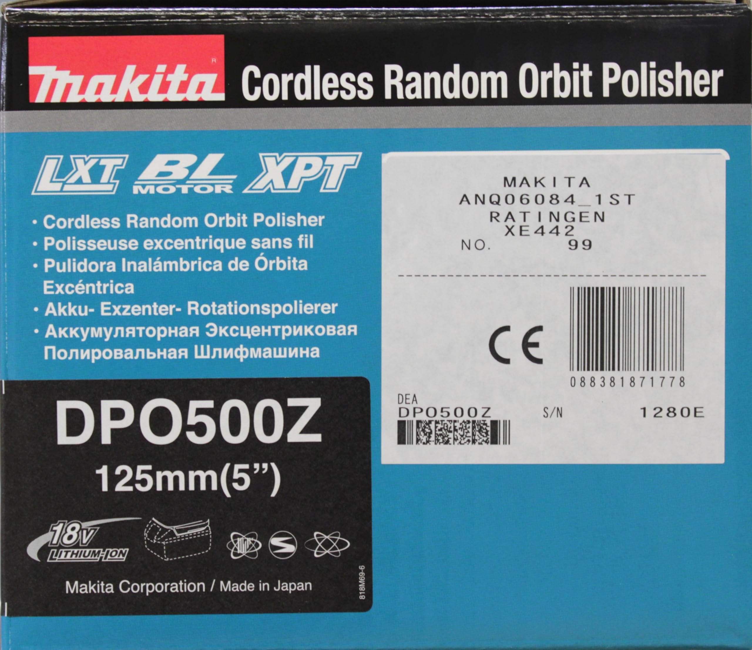 Makita DPO500Z Akku-Exzenterpolierer 18 V (ohne Akku, ohne Ladegerät)