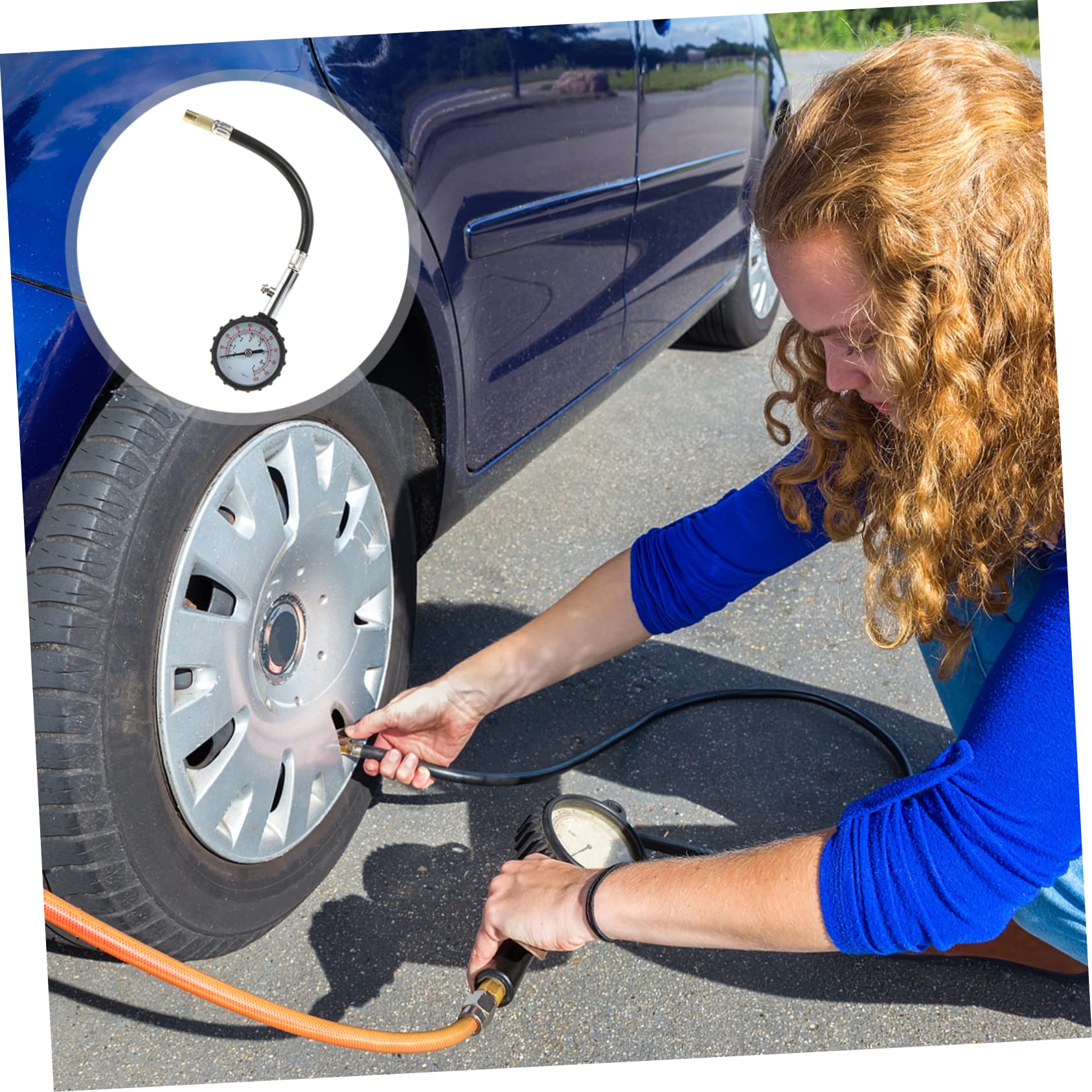 GLEAVI 3pezzi Misuratore Di Pressione Pneumatici Per Auto Con Tubo Flessibile Manometro Per Gonfiaggio Pneumatici Compatto e Facile Da Usare Adatto Auto e Furgoni Controllo Preciso Della
