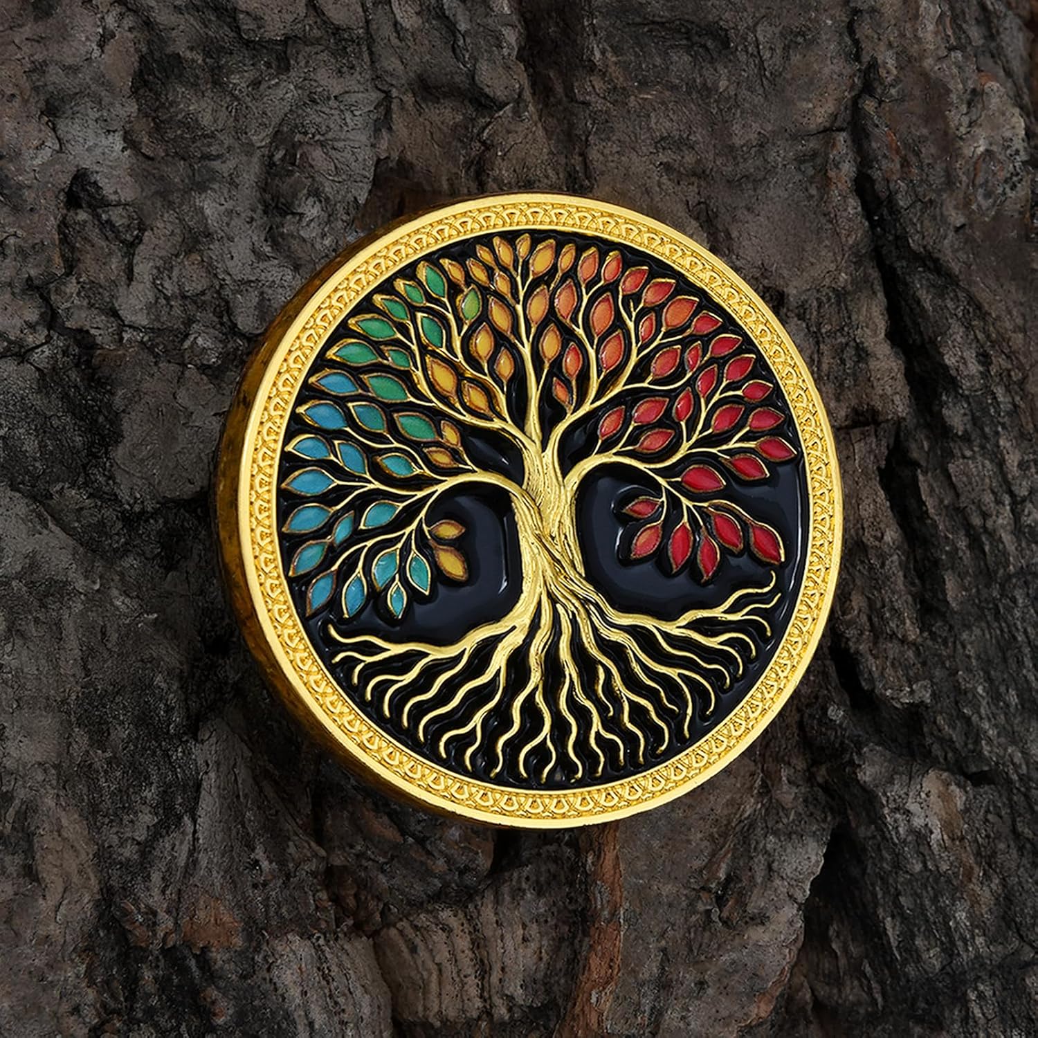 5Pcs 3D Embossed Tree of Life Challenge Coin with Serenity Prayer, Dual-Sided Color Print, Zinc Alloy Collectible (1.574 Inches) (Pack of 5)