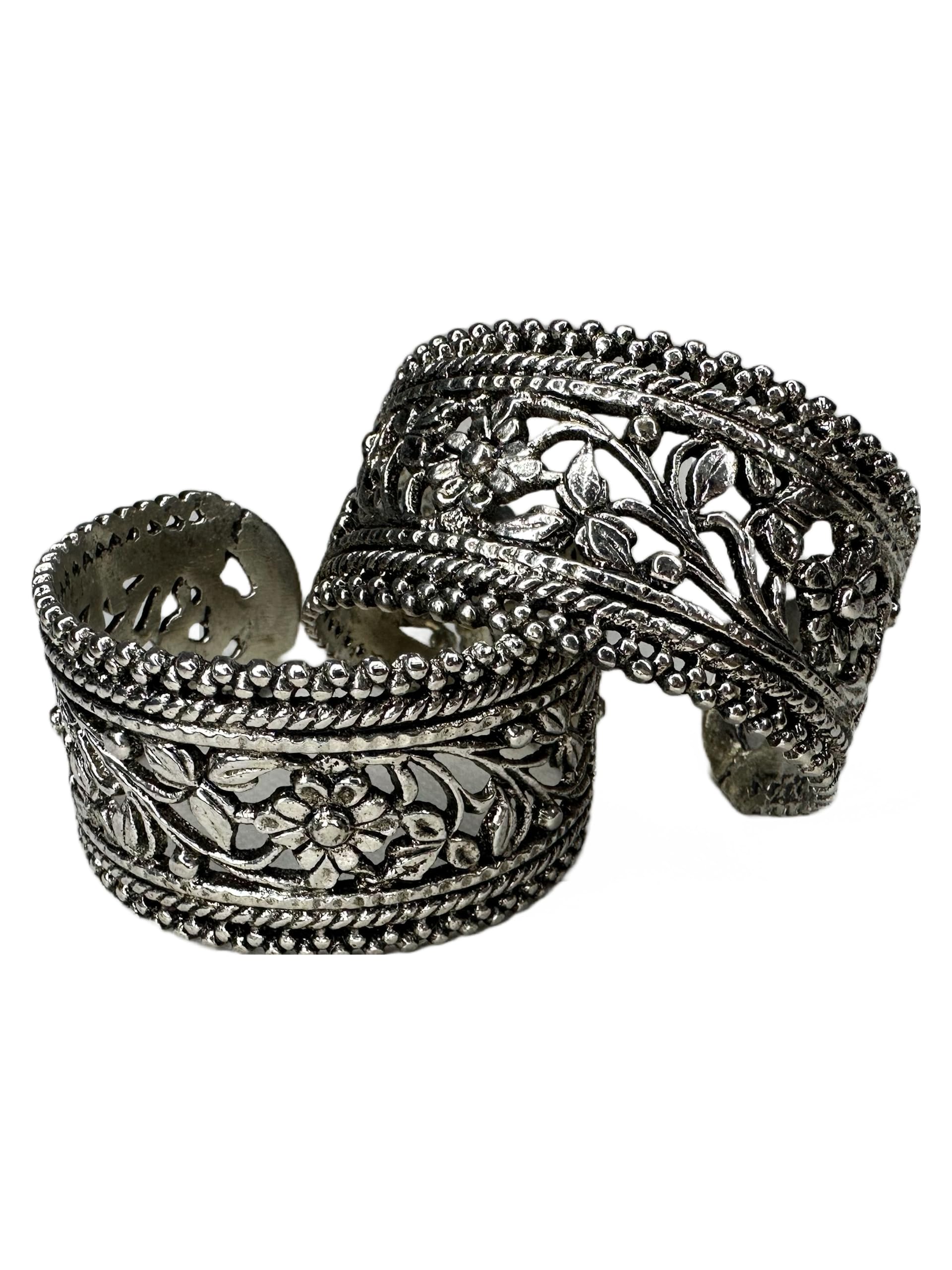 ASPIRATION INTERNATIONAL SILVER METAL CUFF BRACELET BANGEL (SET OF 2) | INDIAN ETHNIC WOMEN WEAR BANGLE (B0BBS763L6) Amazon Price History, Amazon Price Tracker