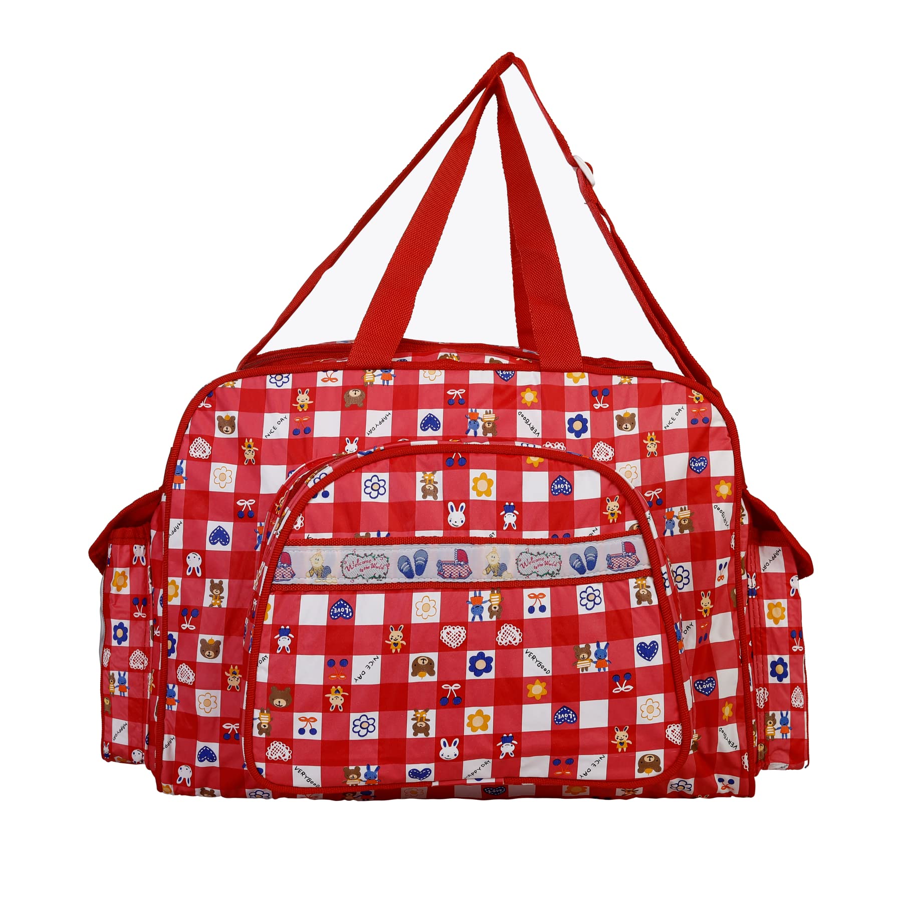 Trendy Dukaan™ Diaper/Mother Bag for New Born Baby - Multipurpose PVC Bag with Multiple Compartments (Red - 1)