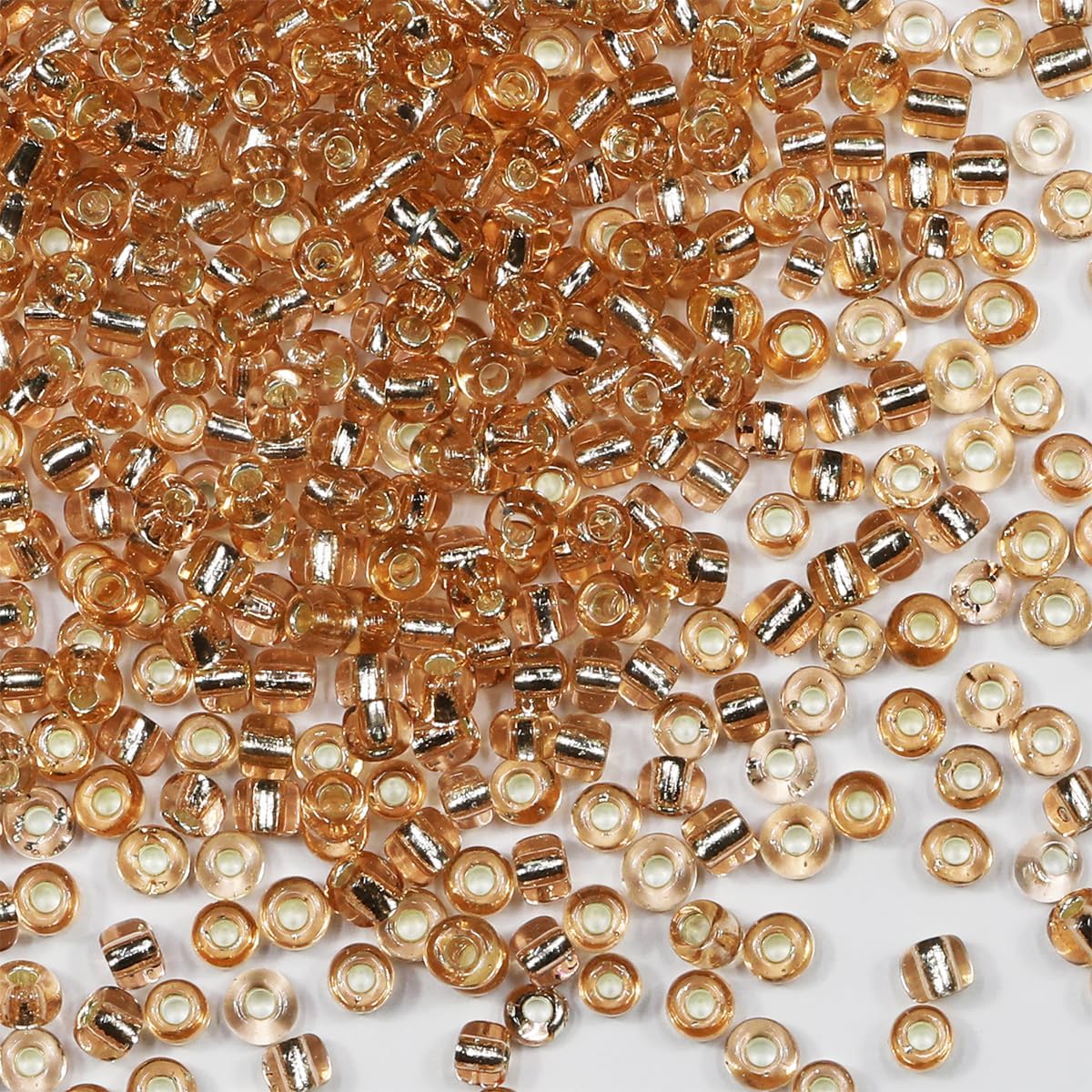 Bulk Seed Beads 200 Grams About 3380pcs, 4mm 6/0 Champagne Glass Craft for Making Earrings, Bracelets, Pendants, Waist Jewelry,DIY Handmade Seed Beads
