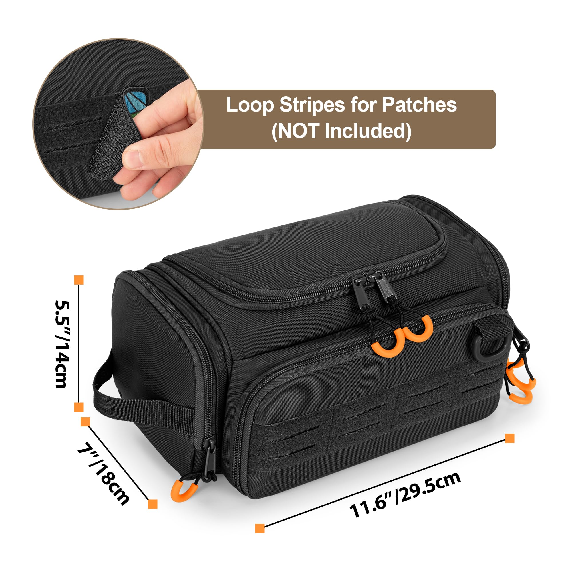 Tactical Beauty Case per Uomo, Borsa Igienica da Appendere, Organizer da Viaggio per Kit da Viaggio per Rasatura, Prodotti Essenziali per la Doccia e Articoli da Toeletta, Nero