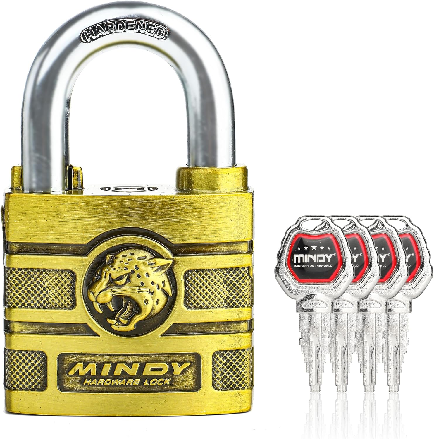 50mm Heavy Obligation Waterproof Keyed Padlock with 4 Keys Resettable for Out of doors Use, Brass End