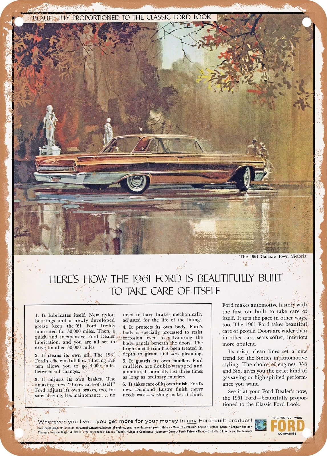 Miaomansenstore Metal Sign - 1961 Galaxie Town Victoria Vintage Ad Home Decor