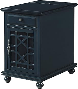 Martin Svensson Home Elegant Chairside End Table with Power, Catalina Blue
