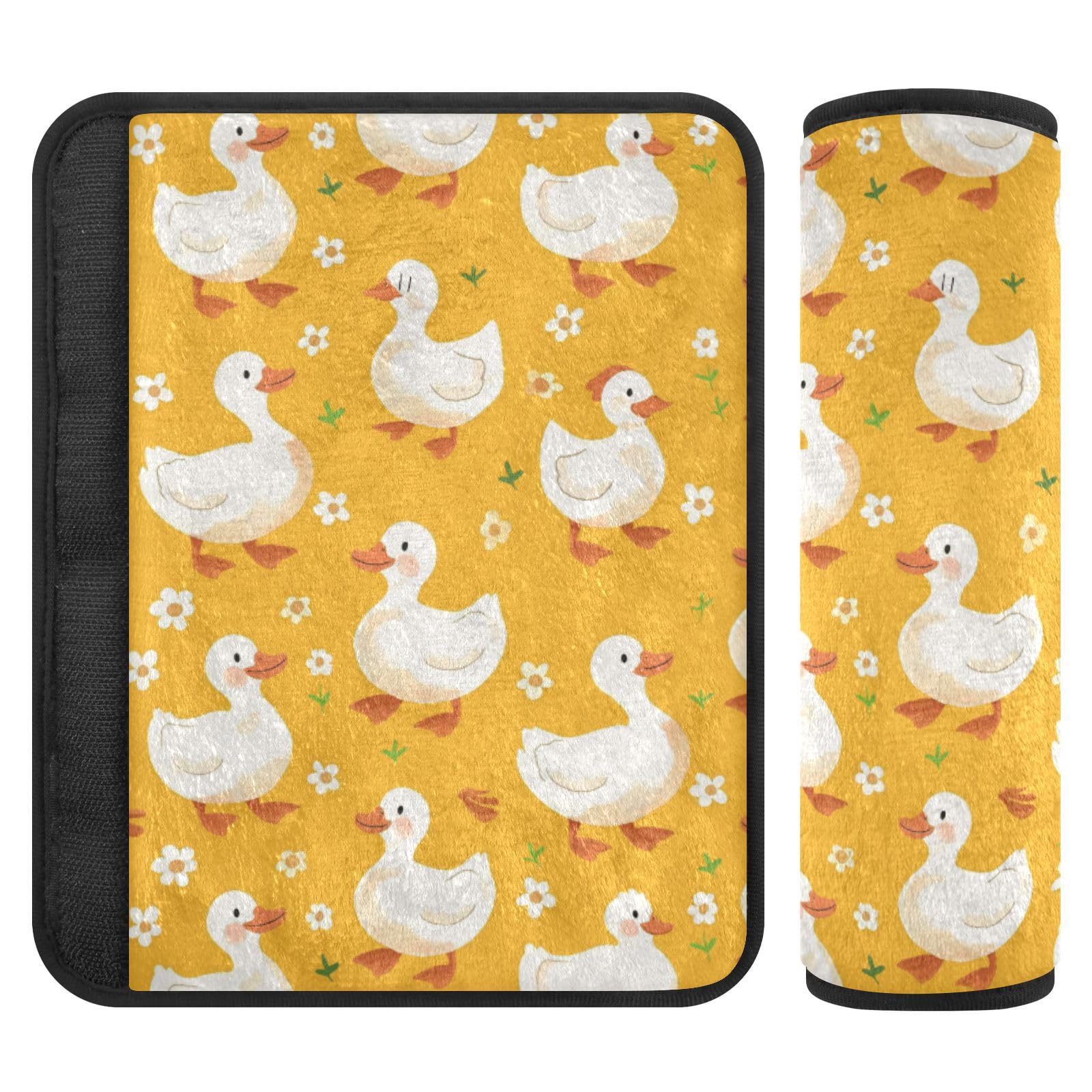 Seat Belt Covers 2 Pack White Ducks Car Seats Strap Covers Super Soft Car Seats Neck Cover for Boys Girls Adults Babies S