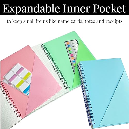 Miniatura 5 de AOU Paquete de 3 cuadernos de papel cuadriculado en espiral, 8.3 x 5.7 pulgadas, 480 páginas de papel grueso de 3.53 ozm, cuadernos de cuadrícula A5