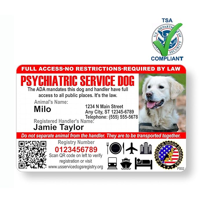 Buy Just 4 Paws Custom Psychiatric Service Dog ID Card with QR Code