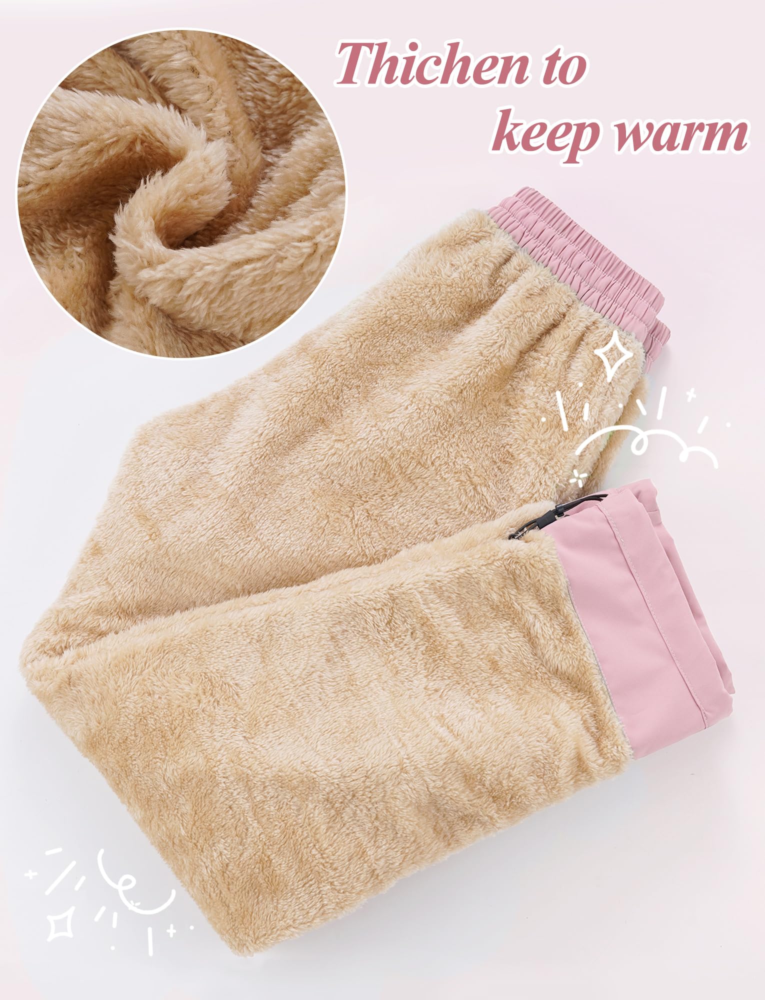 Happy Cherry - Pantalones de Montaña Invierno Niña Pantalones de Nieve con Forro Polar Infantil Pantalón de Nieve A Prueba de Viento Calentar Softshell para Senderismo Esquí al Aire Libre -104-170cm