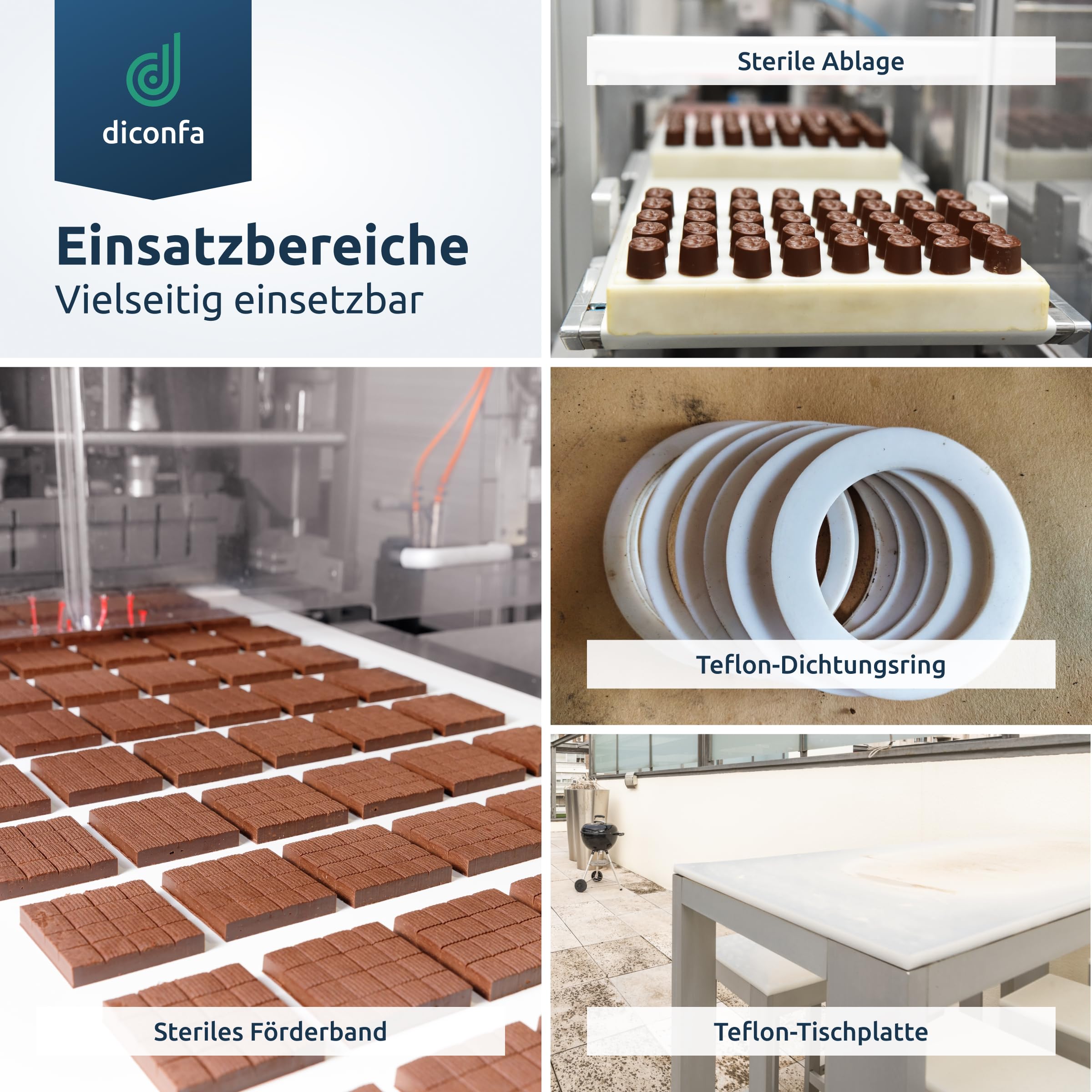 diconfa PTFE Teflon Platte nach Maß BREITE und LÄNGE 100mm bis 1000mm DICKE: 0,5mm bis 100mm AUSWAHL: 500x100mm, 5mm dick - Kunststoffplatte virginal weiß Hitze Kälte UV-stabil Innen Außen