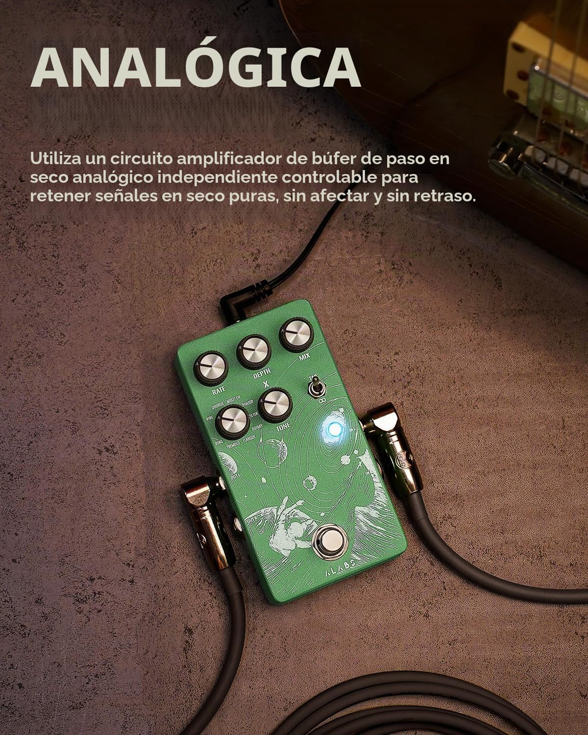 ALABS NOVADRIFT - Pedales de modulación para guitarra eléctrica con 9 efectos estéreo, chorus phaser, trémolo giratorio, seco analógico, tempo grifo y bypass