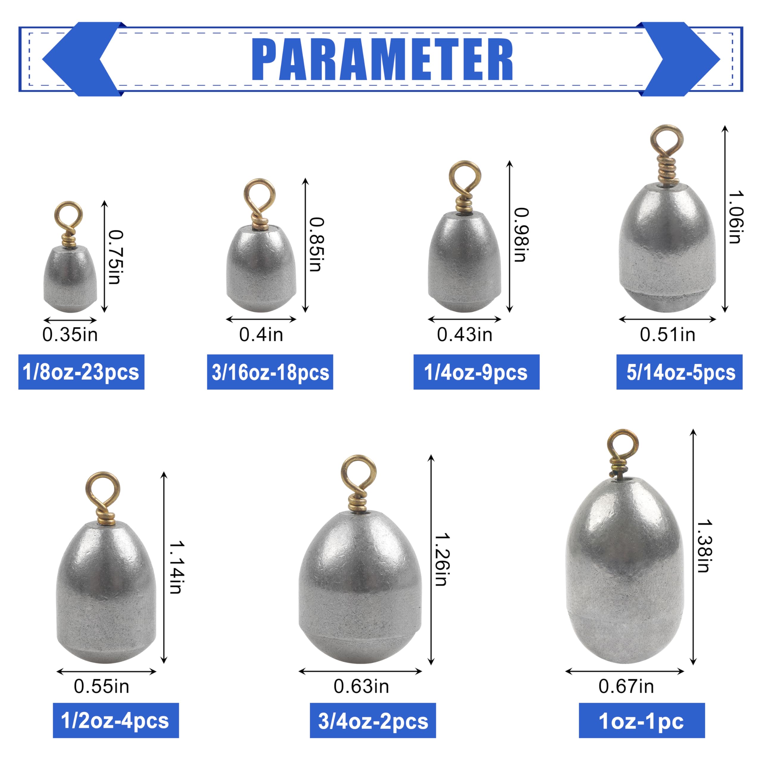 Fishing Weights Sinkers, 15/25pcs Bass Casting Sinkers Steel Drop Shot Weights with Ring for Saltwater Freshwater 1/8oz-1oz