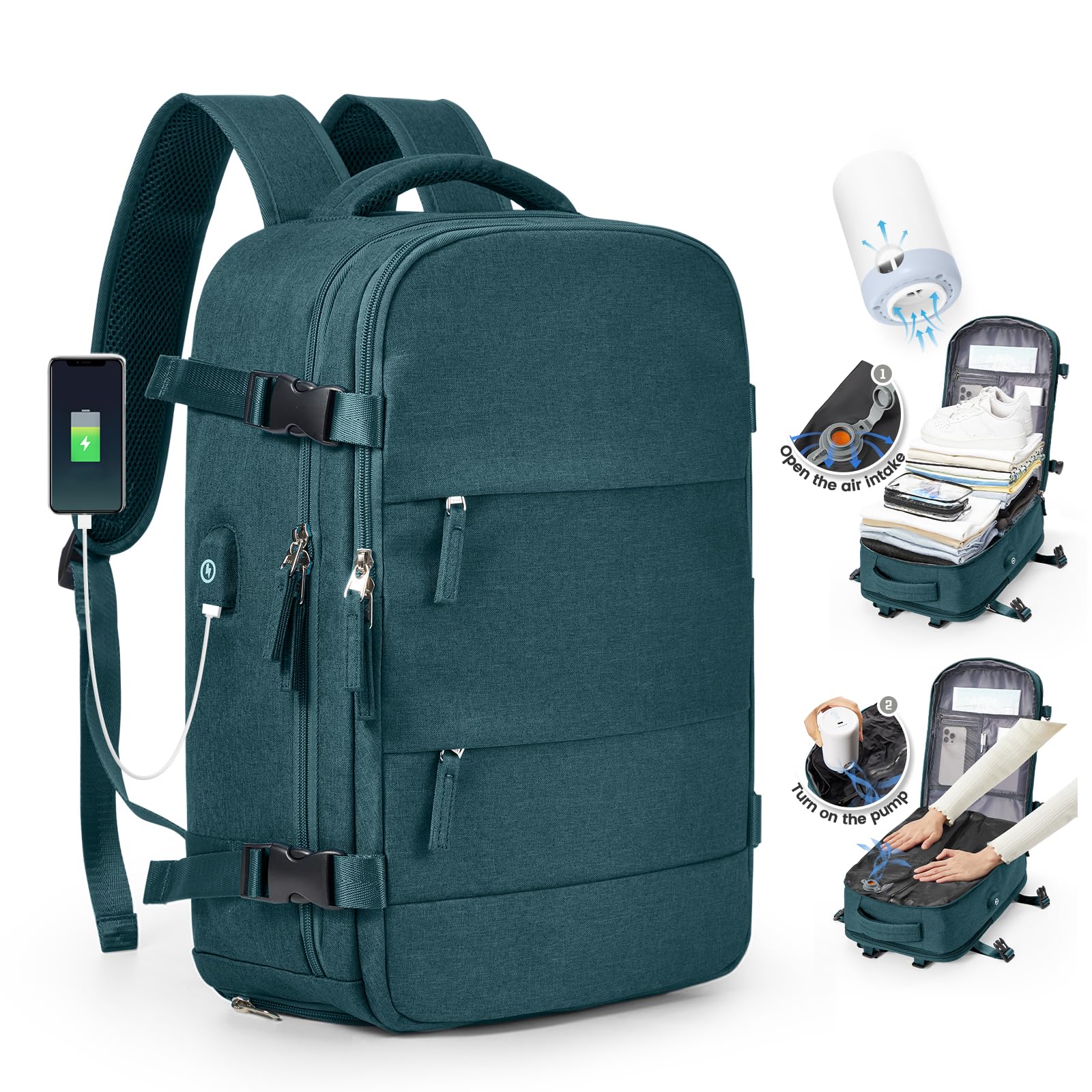 SZLX Zaino Ryanair 40x30x20 Sottovuoto Zaino da Viaggio 40x30x20 Wizzair Donna da escursionismo sportivo impermeabile Zaino Casual Laptop da 14 Pollici con porta di ricarica USB Scomparto per Scarpe