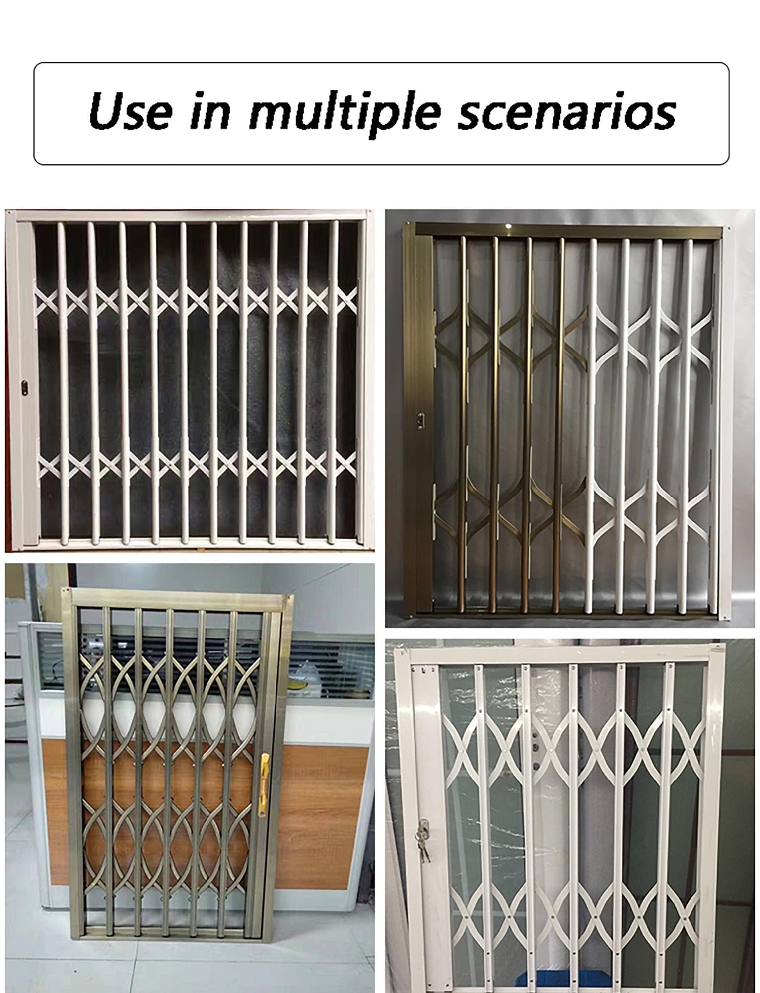 Barras de seguridad plegables para protección antirrobo, protector de ventana deslizante horizontal ajustable de 80 x 160 cm, para uso doméstico y comercial
