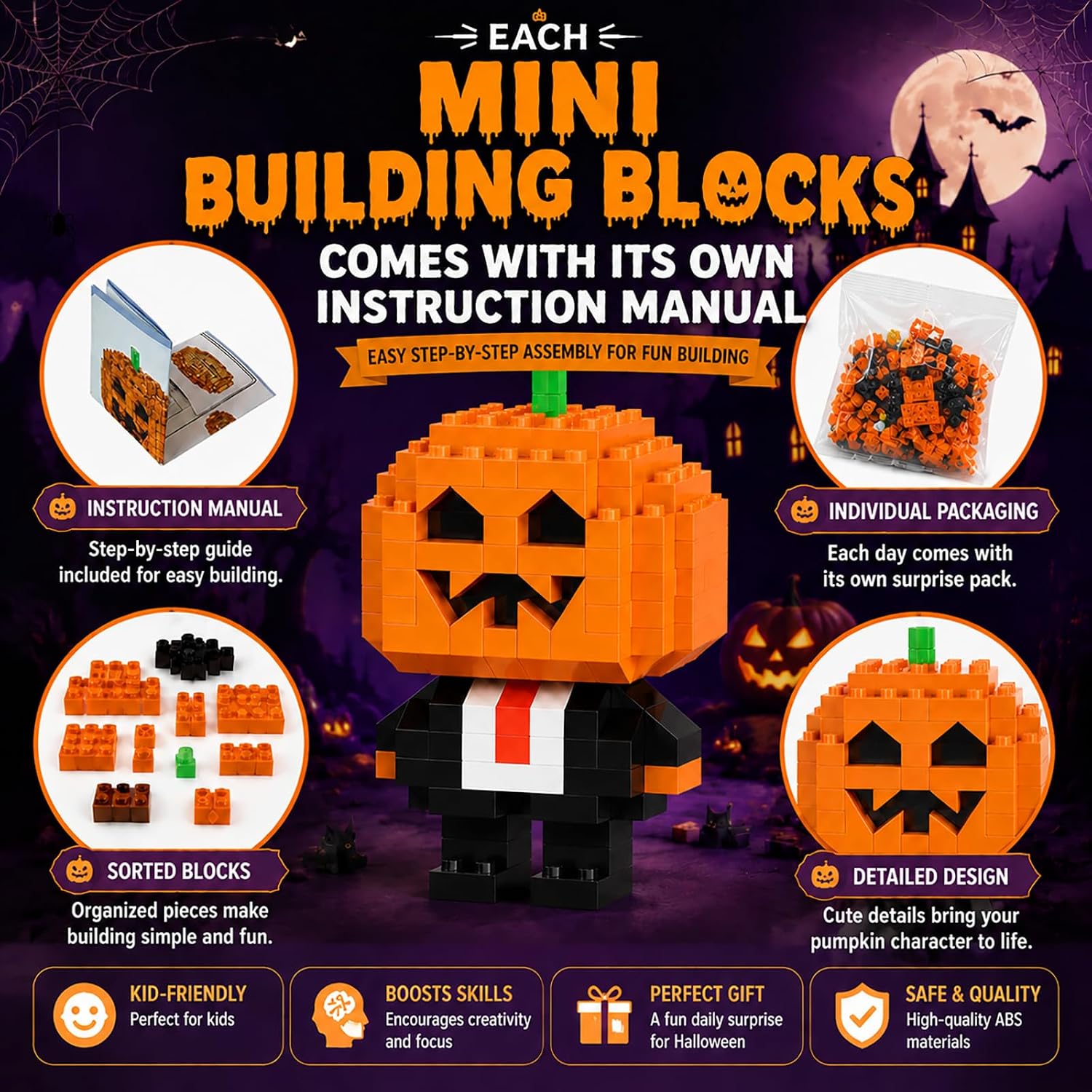 13 Day Halloween Advent Calendar with Mini Building Block for Adults Teens