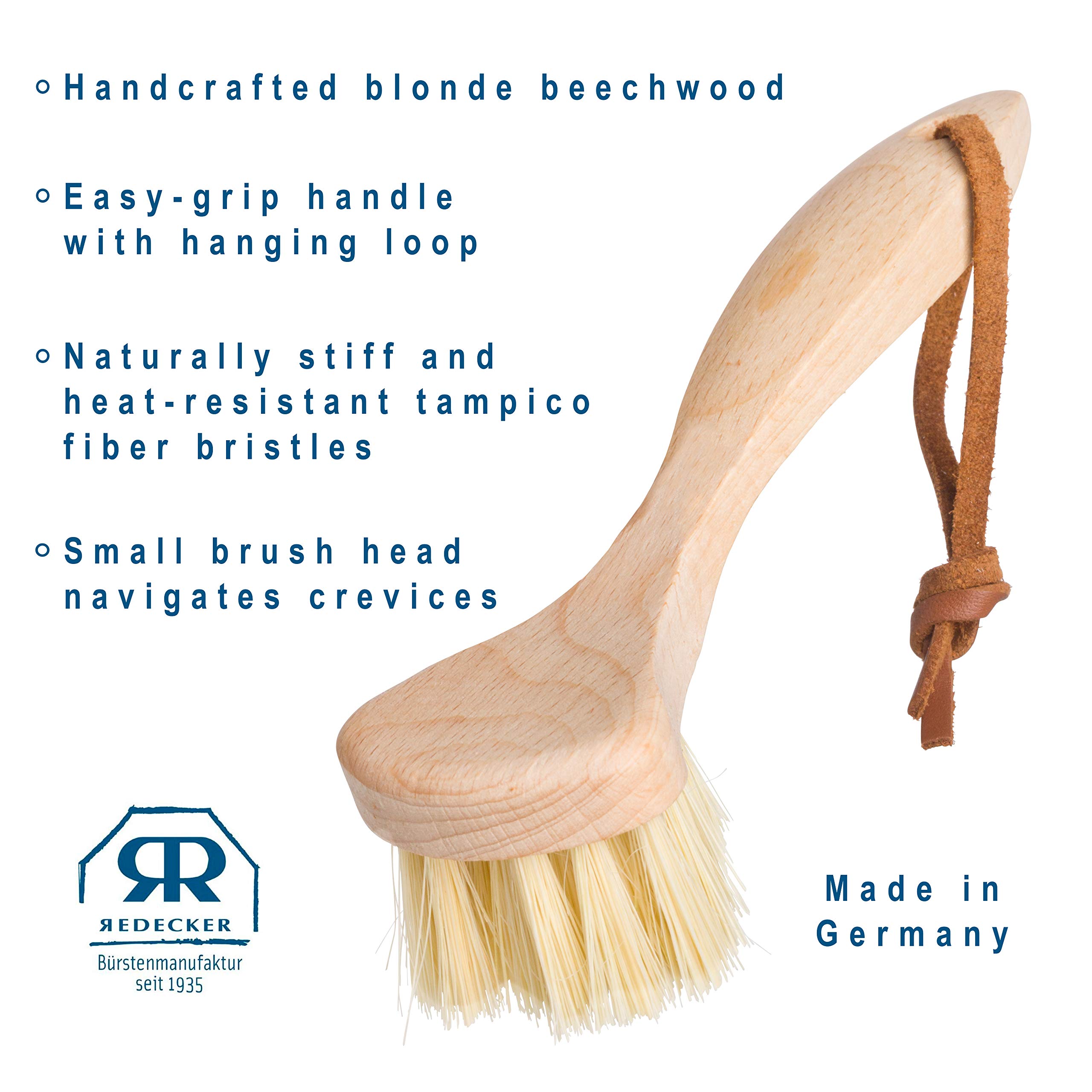 Cepillo para máquina de gofres con mango de madera de haya engrasada, cerdas rígidas de fibra Tampico resistentes al calor, 6-1/2 pulgadas, fabricado en Alemania 5