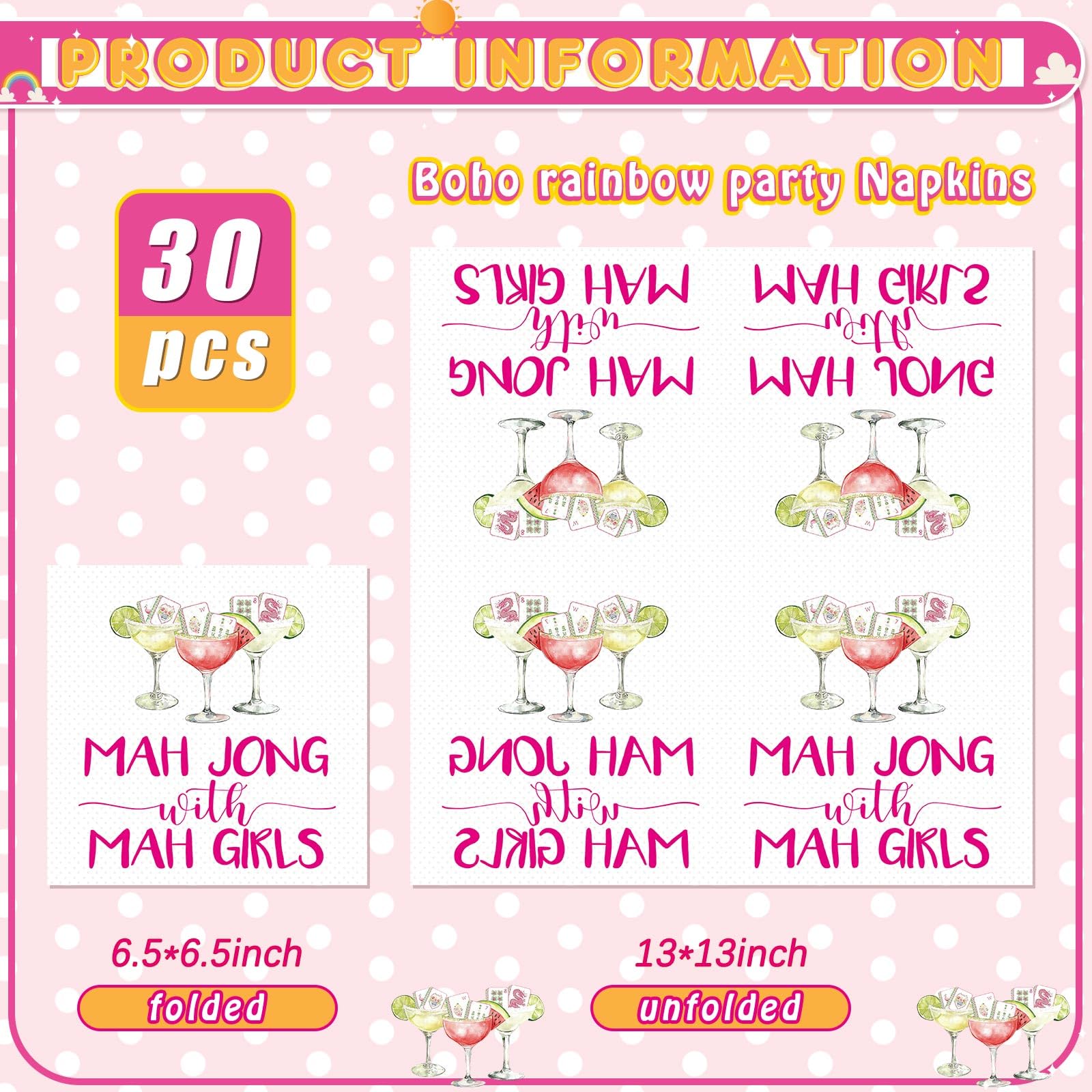 Gueevin 30 Pcs Mahjong Napkins Cocktail Paper 6.5 x 6.5 Inches Mahjong Party Supplies Gifts for Women Casual Gatherings Game Nights Birthday Party Dinner Home (Funny)