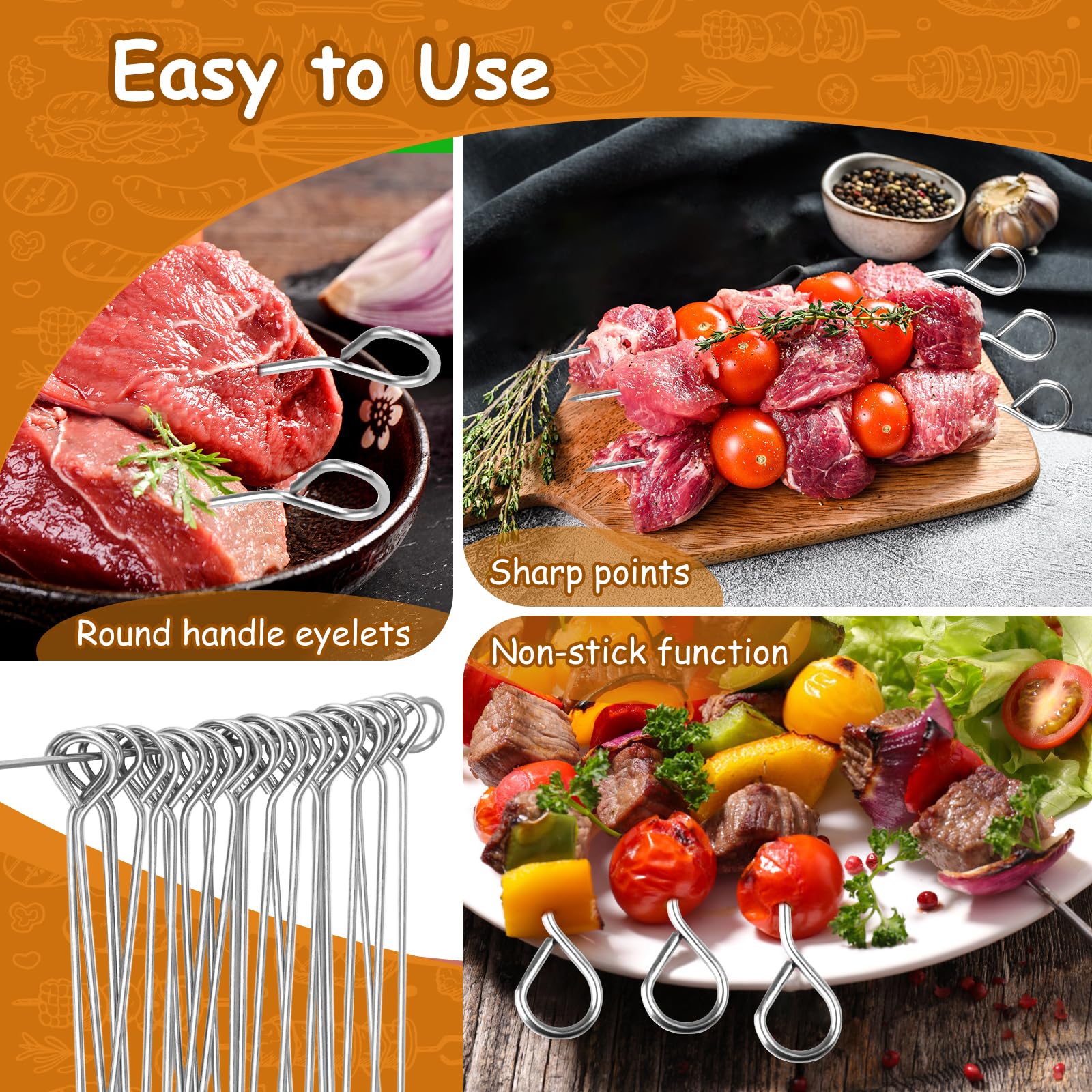 Set of 80 roulade needles, 10.5-11 cm, stainless steel, reusable, stable skewers - Image 3