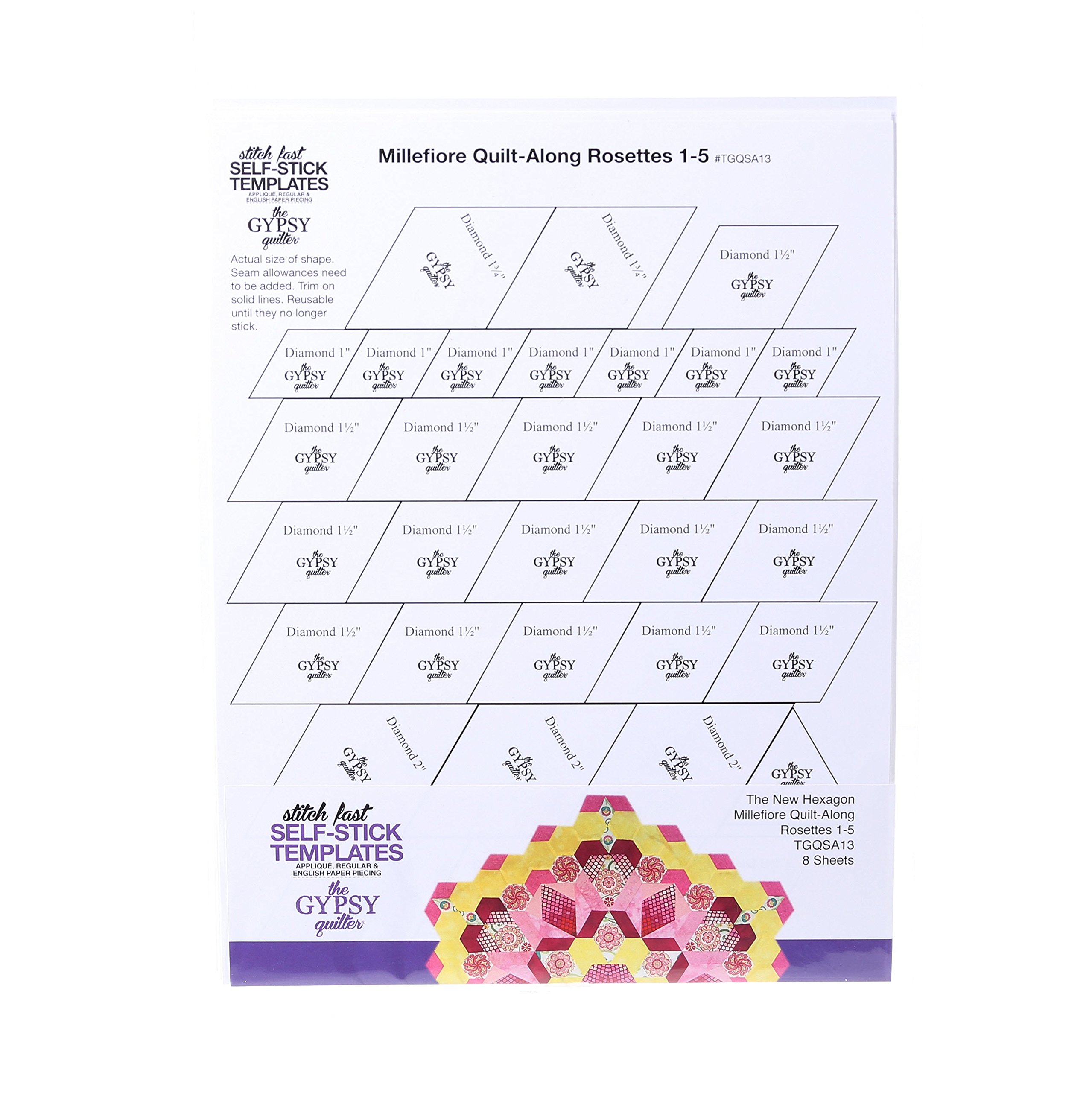 Gypsy Quilter Self Stick Template The New Hexagon Millefiore Rosettes 1-5