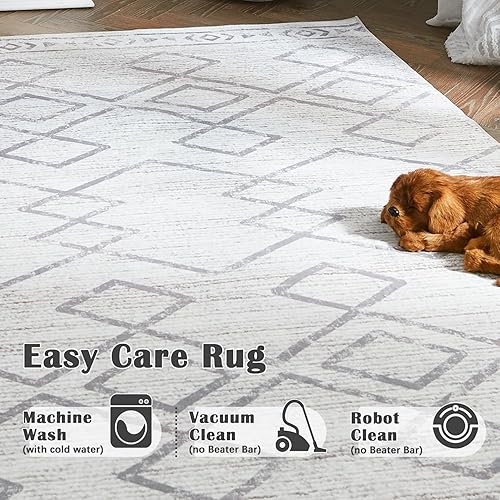 Miniatura 3 de jinchan Alfombra de pasillo marroquí de 2 x 8 pies con línea bohemia para pasillo, lavable, moderna, geométrica, suave, antideslizante, para